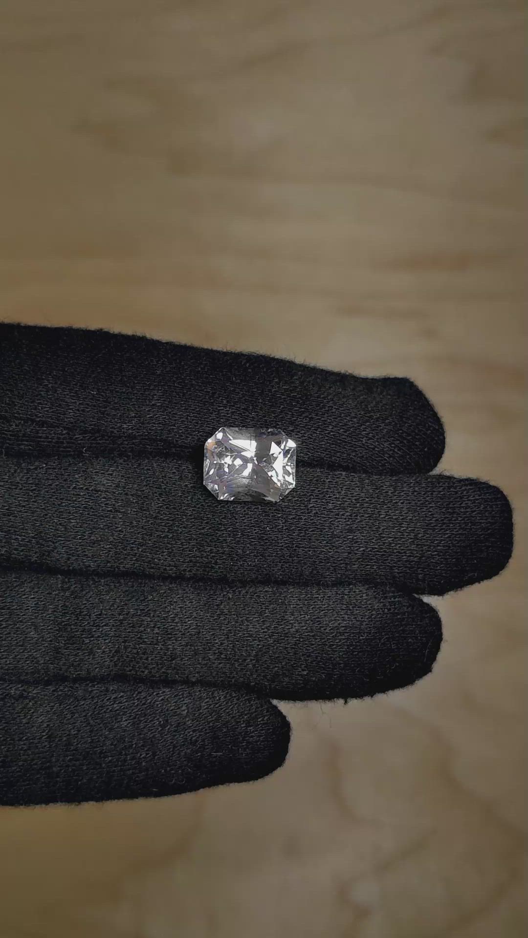 7.44 Ct. White Sapphire from Ceylon (Sri Lanka) Size Video
