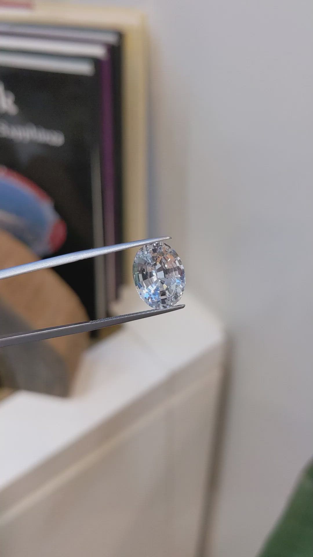 7.77 Ct. White Sapphire from Ceylon (Sri Lanka) Size Video
