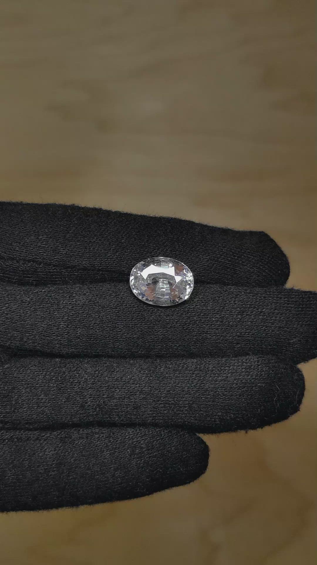 7.77 Ct. White Sapphire from Ceylon (Sri Lanka) Size Video