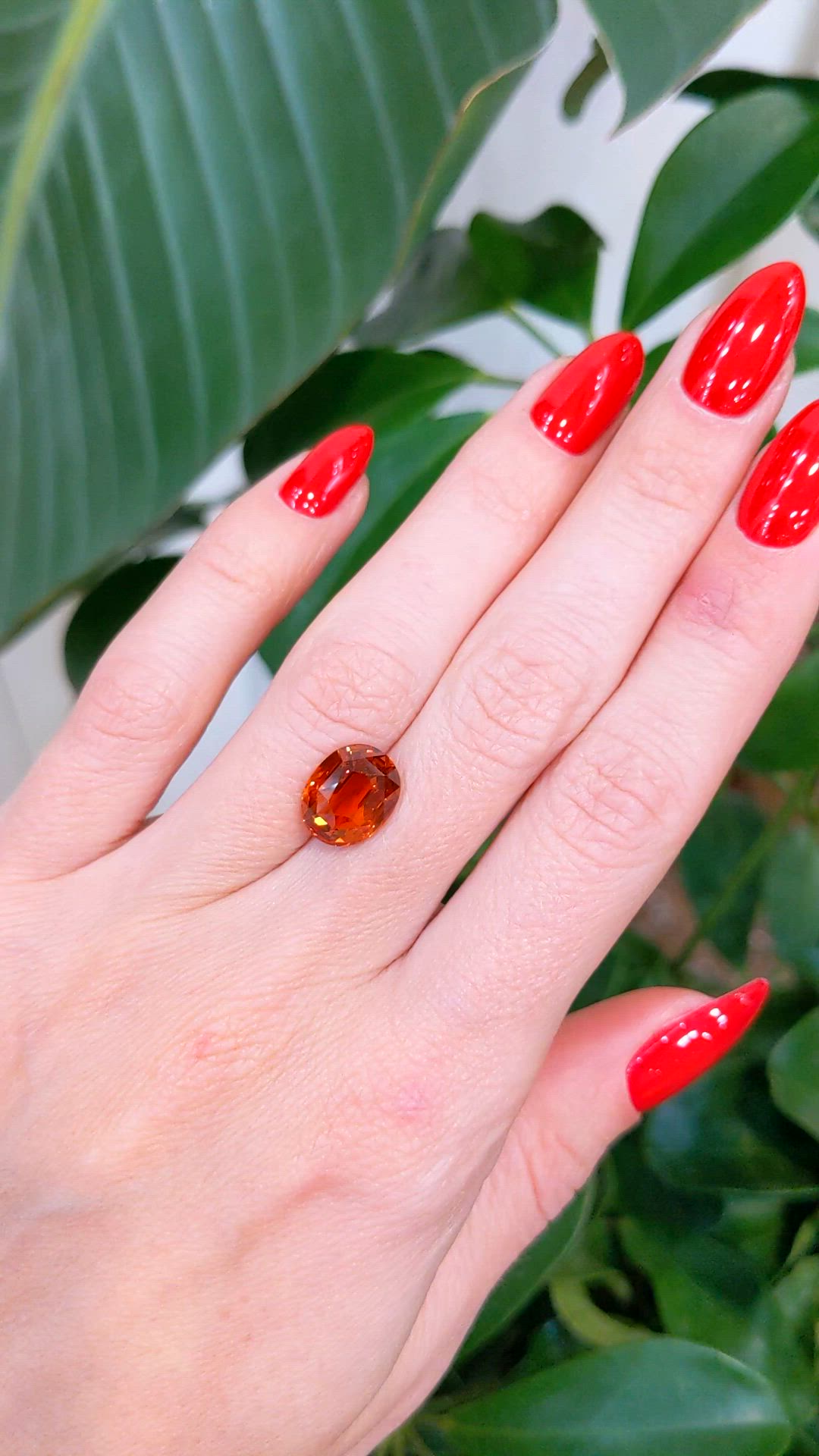 5.57 Ct. Orange Sapphire from Ceylon (Sri Lanka) Size Video