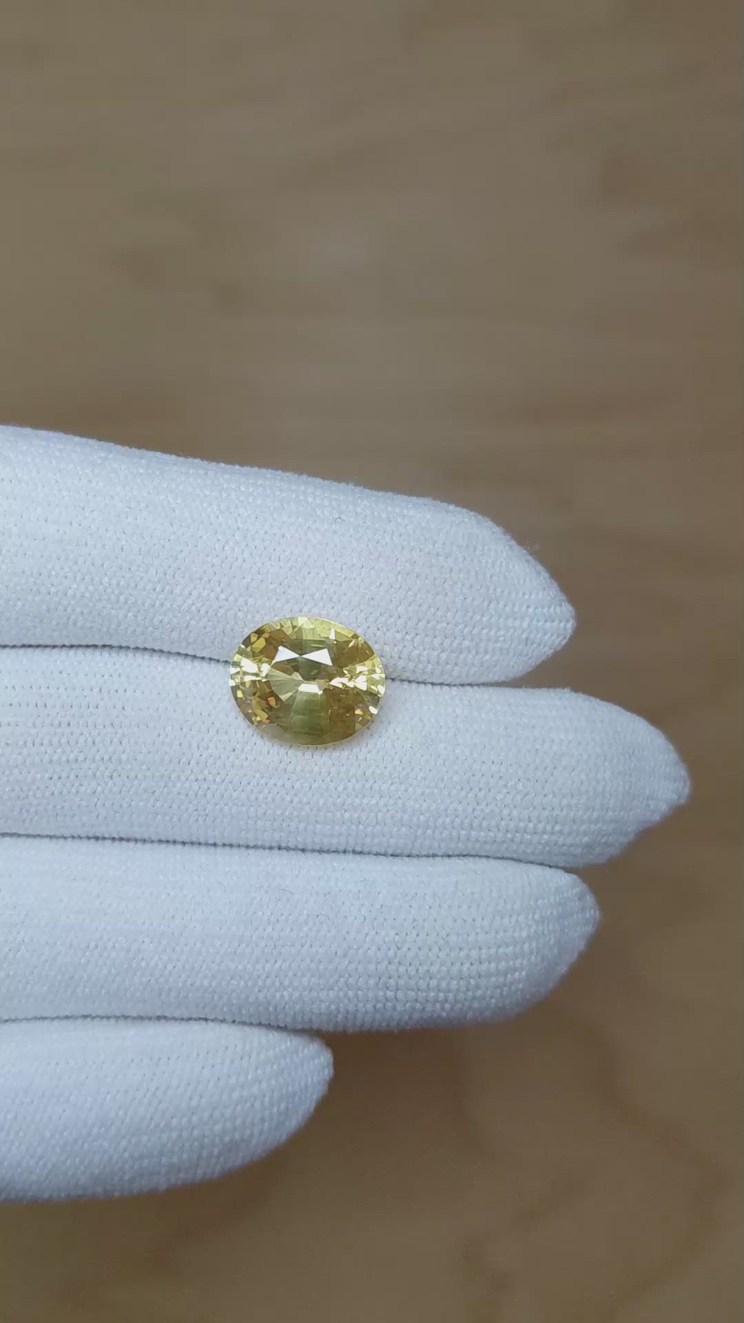 6.40 Ct. Yellow Sapphire from Ceylon (Sri Lanka) Size Video