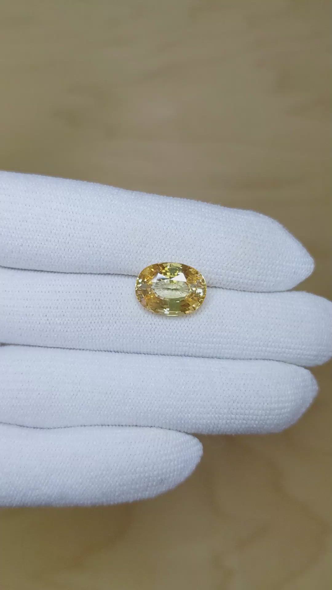 7.06 Ct. Yellow Sapphire from Ceylon (Sri Lanka) Size Video