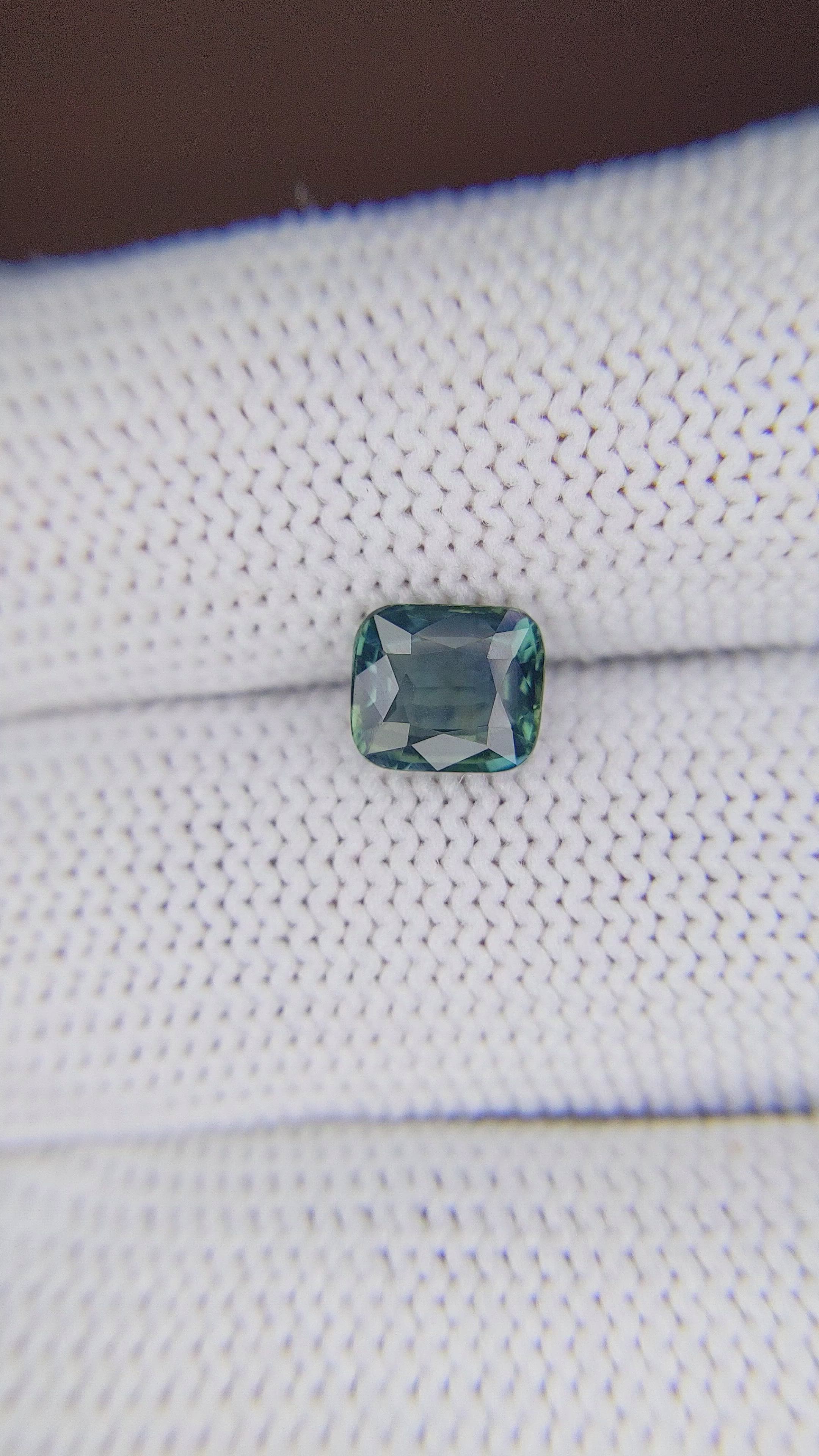 1.52 Ct. Bluish Green Sapphire from Tanzania Size Video