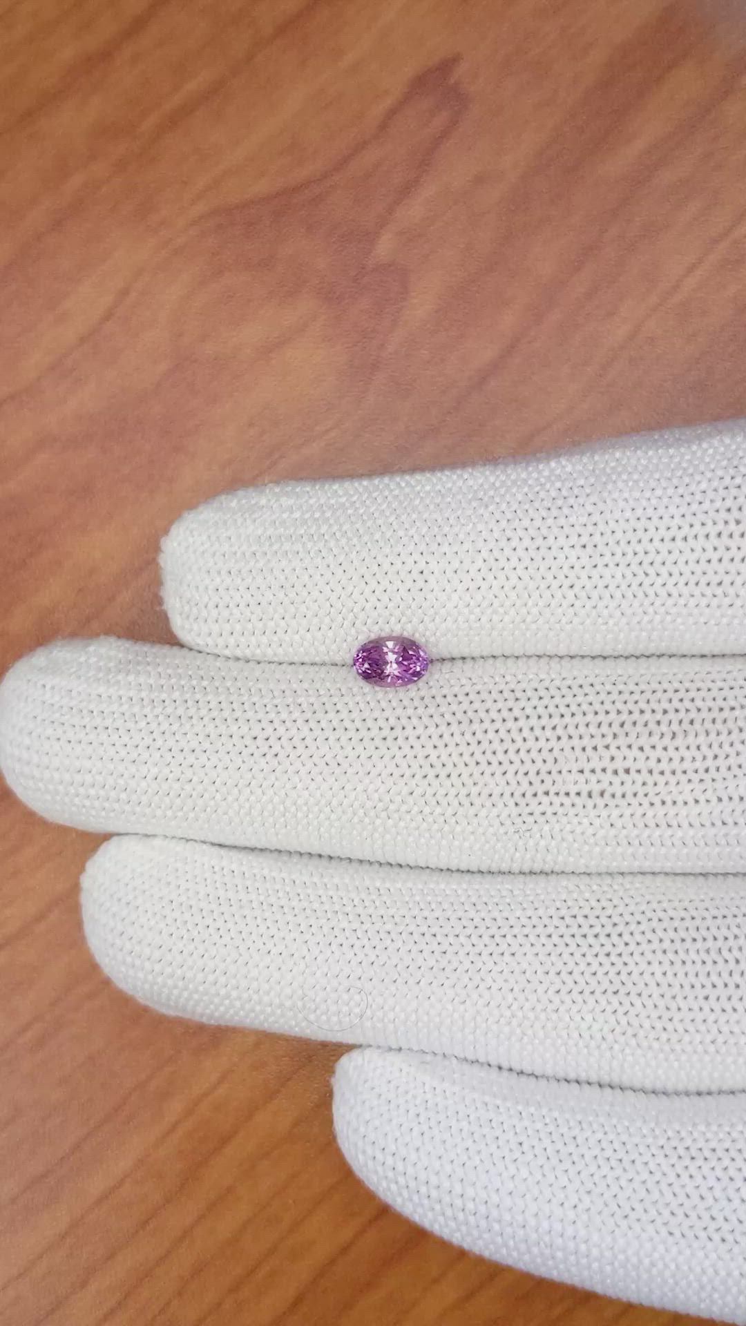0.73 Ct. Pinkish Purple Sapphire from Ceylon (Sri Lanka) Size Video