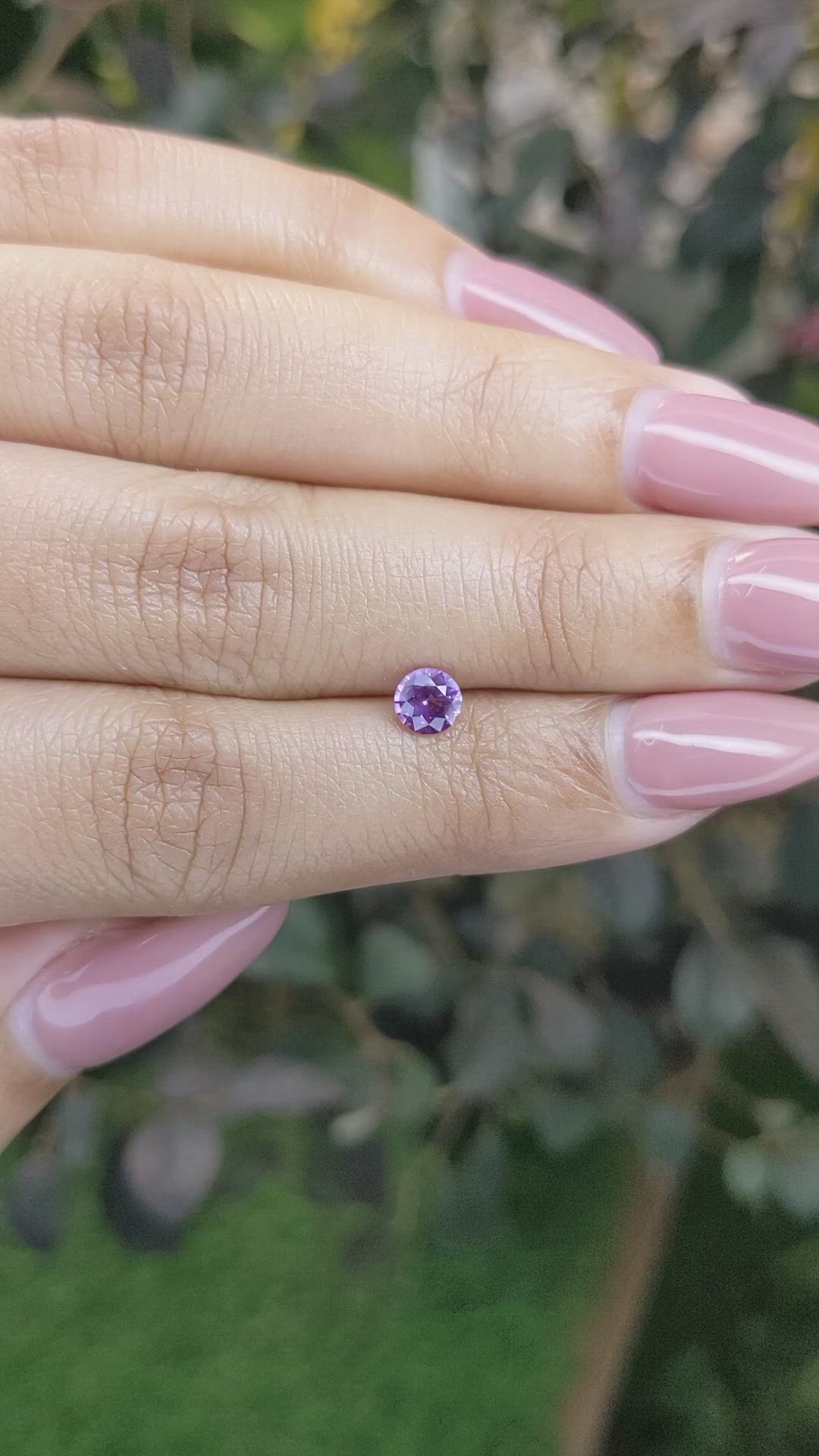 0.53 Ct. Pinkish Purple Sapphire from Ceylon (Sri Lanka) Size Video