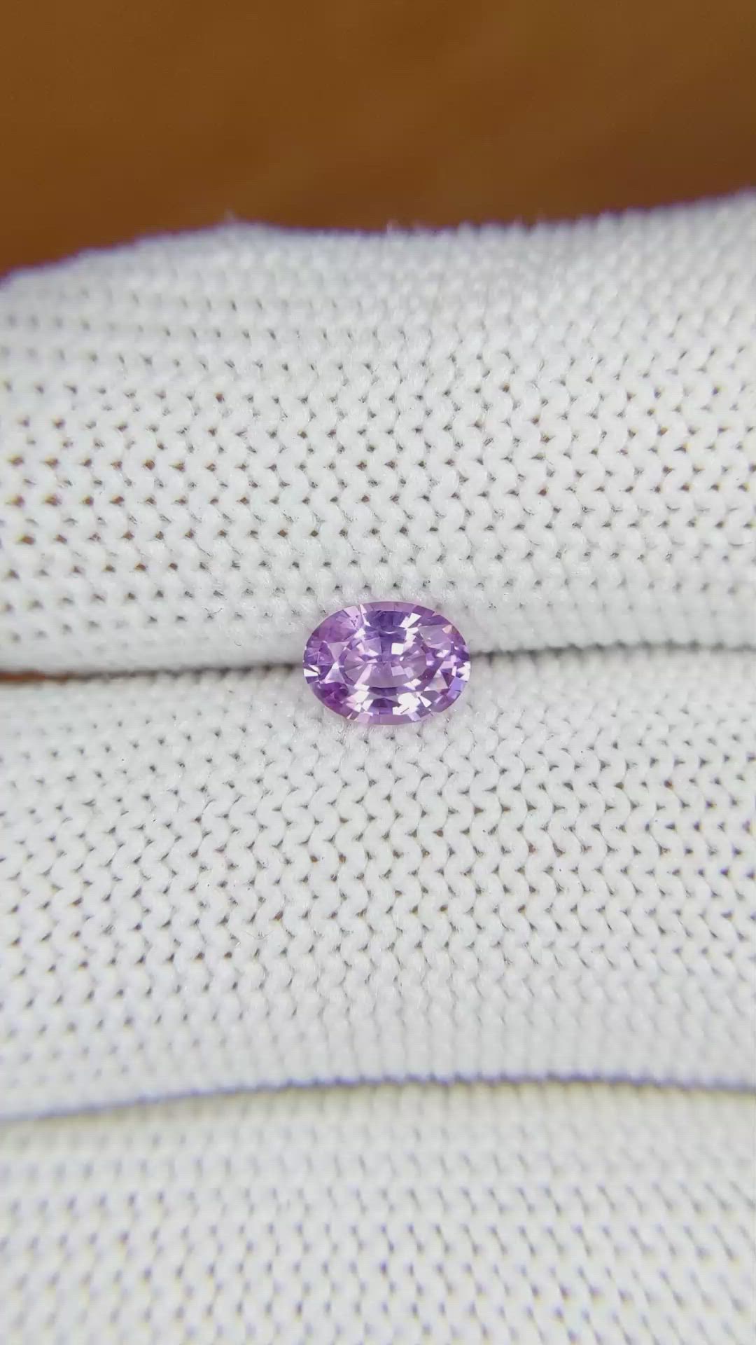 0.71 Ct. Pinkish Purple Sapphire from Ceylon (Sri Lanka) Size Video