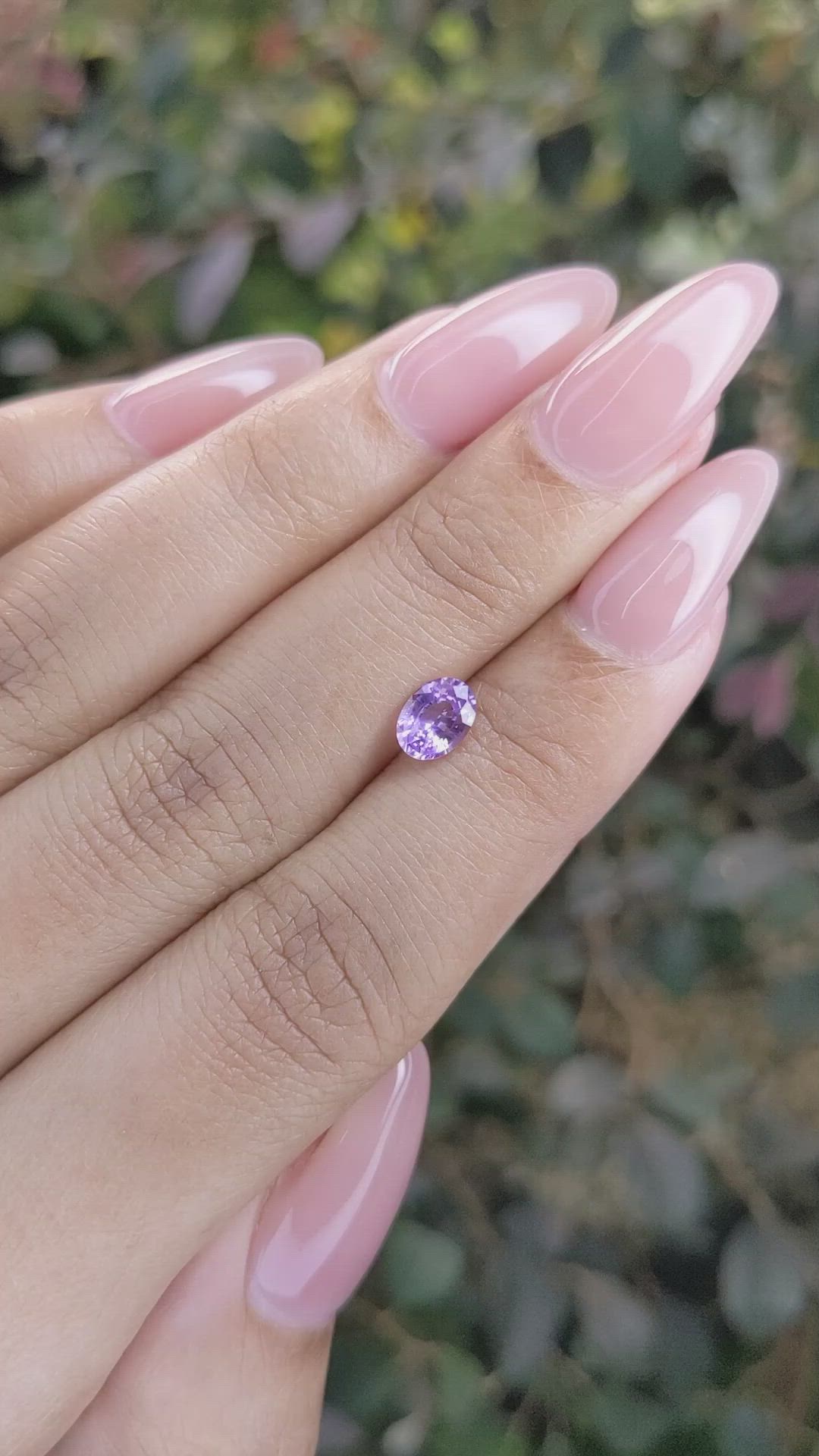 0.71 Ct. Pinkish Purple Sapphire from Ceylon (Sri Lanka) Size Video