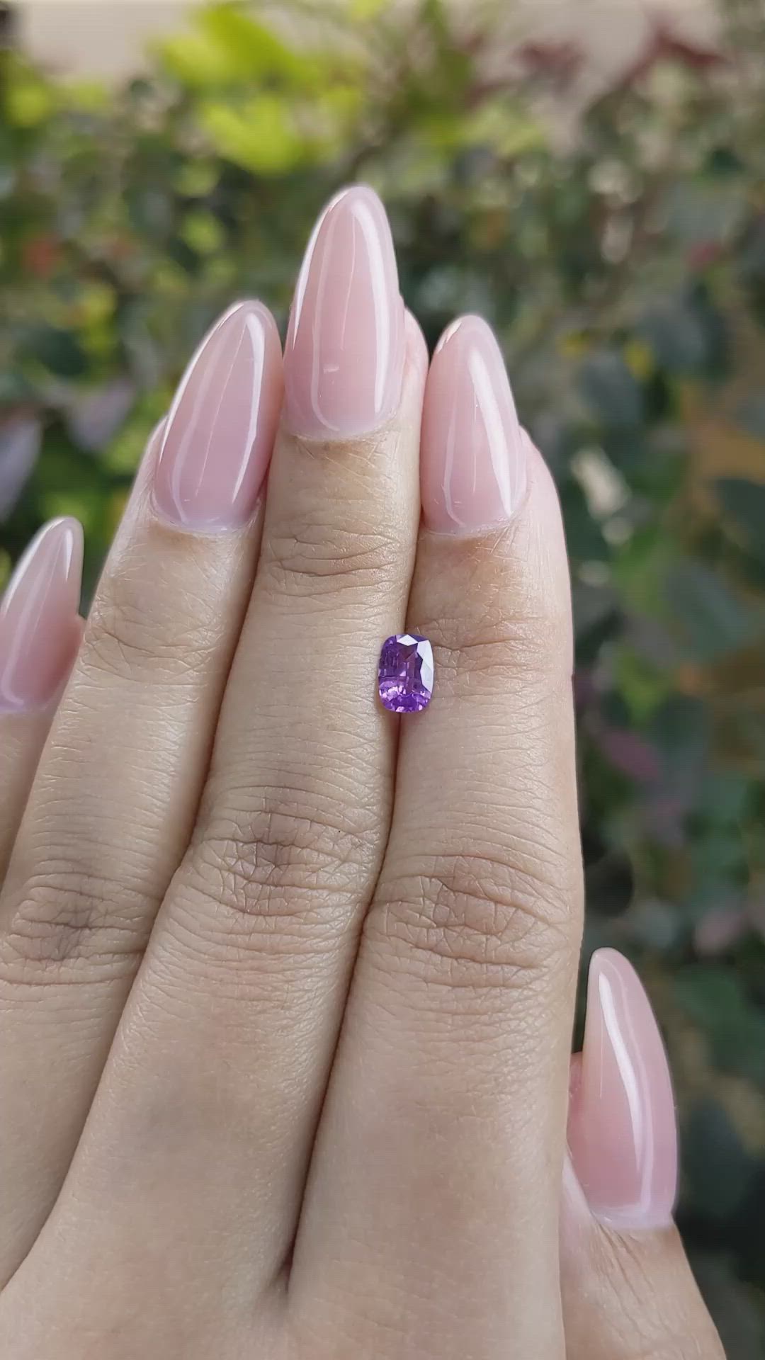 0.59 Ct. Pinkish Purple Sapphire from Ceylon (Sri Lanka) Size Video