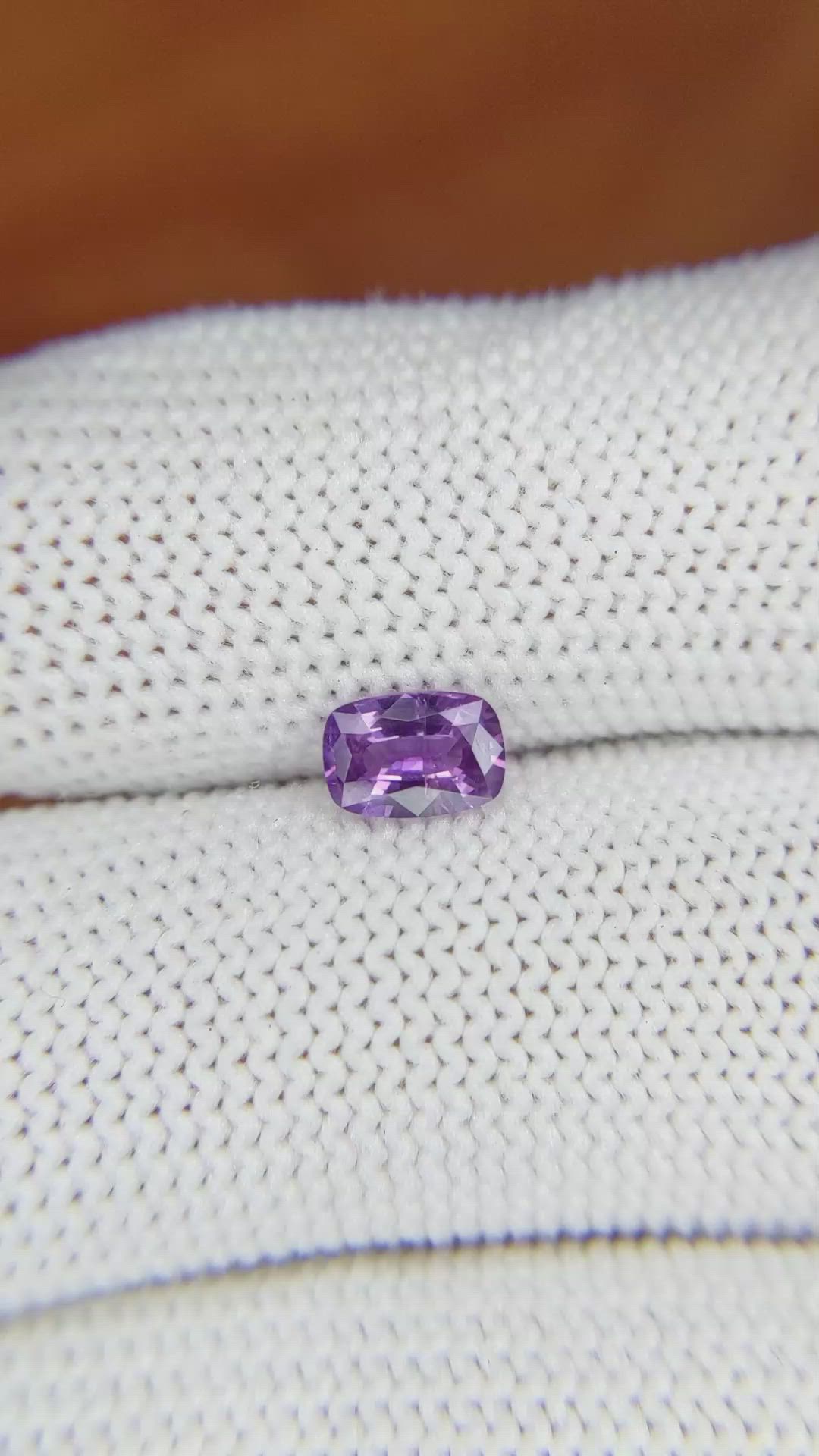 0.59 Ct. Pinkish Purple Sapphire from Ceylon (Sri Lanka) Size Video