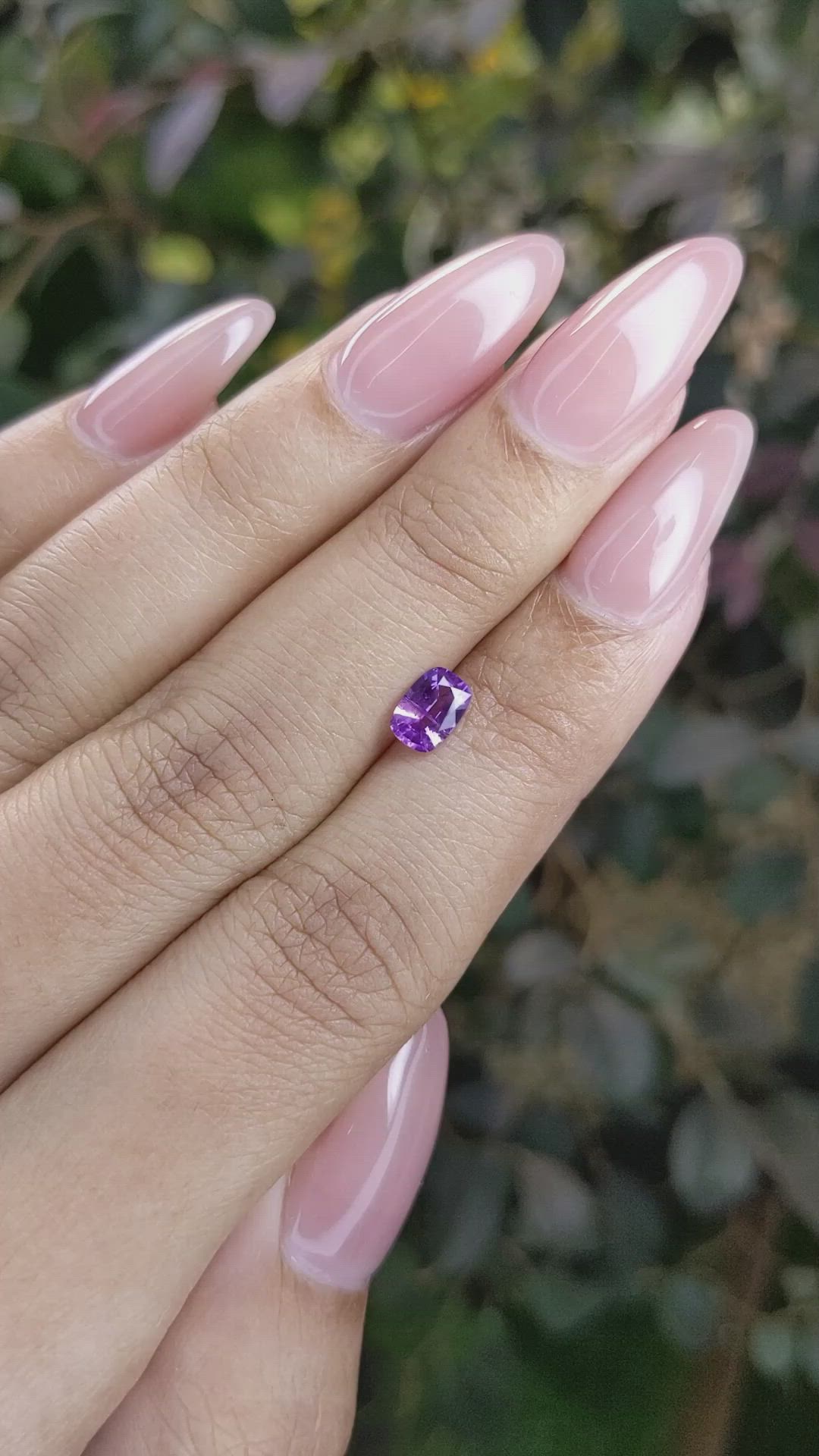 0.59 Ct. Pinkish Purple Sapphire from Ceylon (Sri Lanka) Size Video