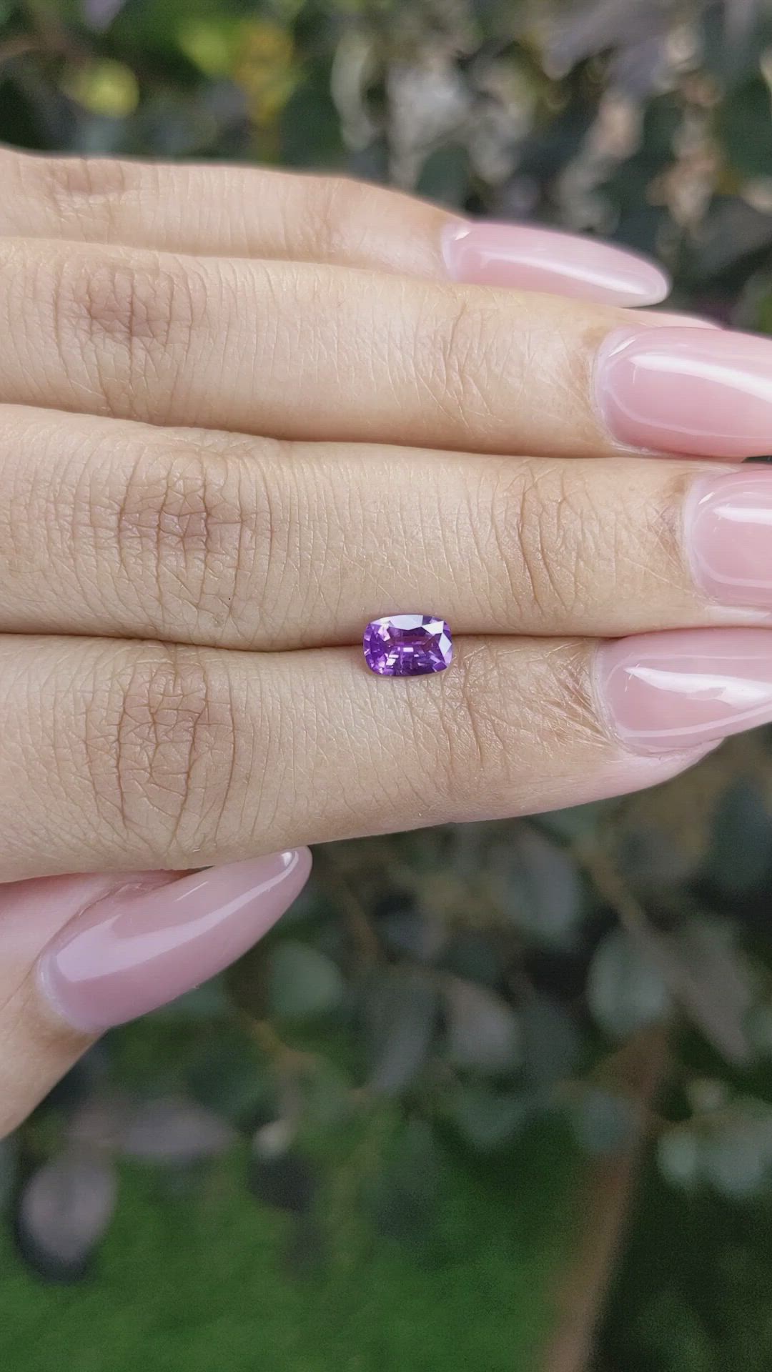 0.59 Ct. Pinkish Purple Sapphire from Ceylon (Sri Lanka) Size Video