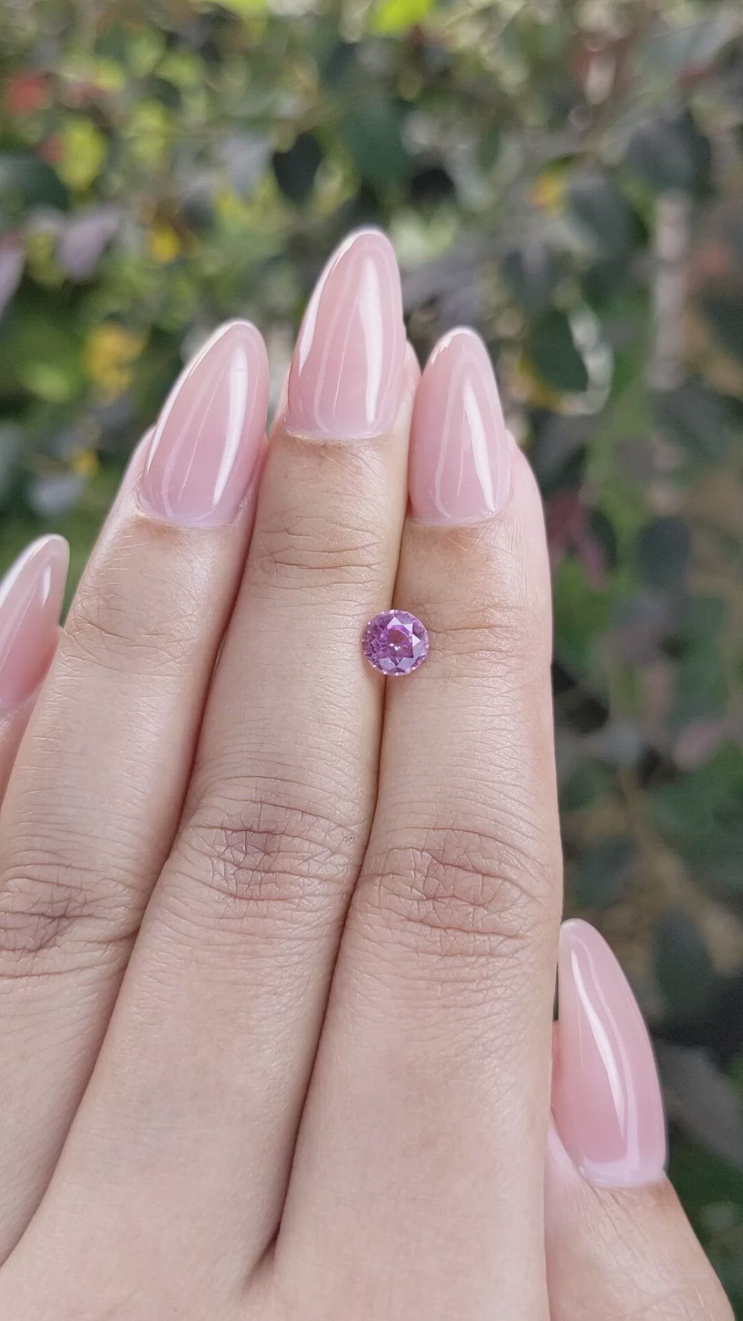 0.81 Ct. Pinkish Purple Sapphire from Ceylon (Sri Lanka) Size Video