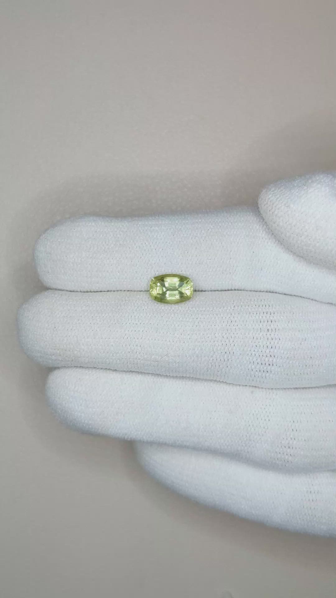 1.47 Ct. Yellowish Green Sapphire from Ceylon (Sri Lanka) Size Video