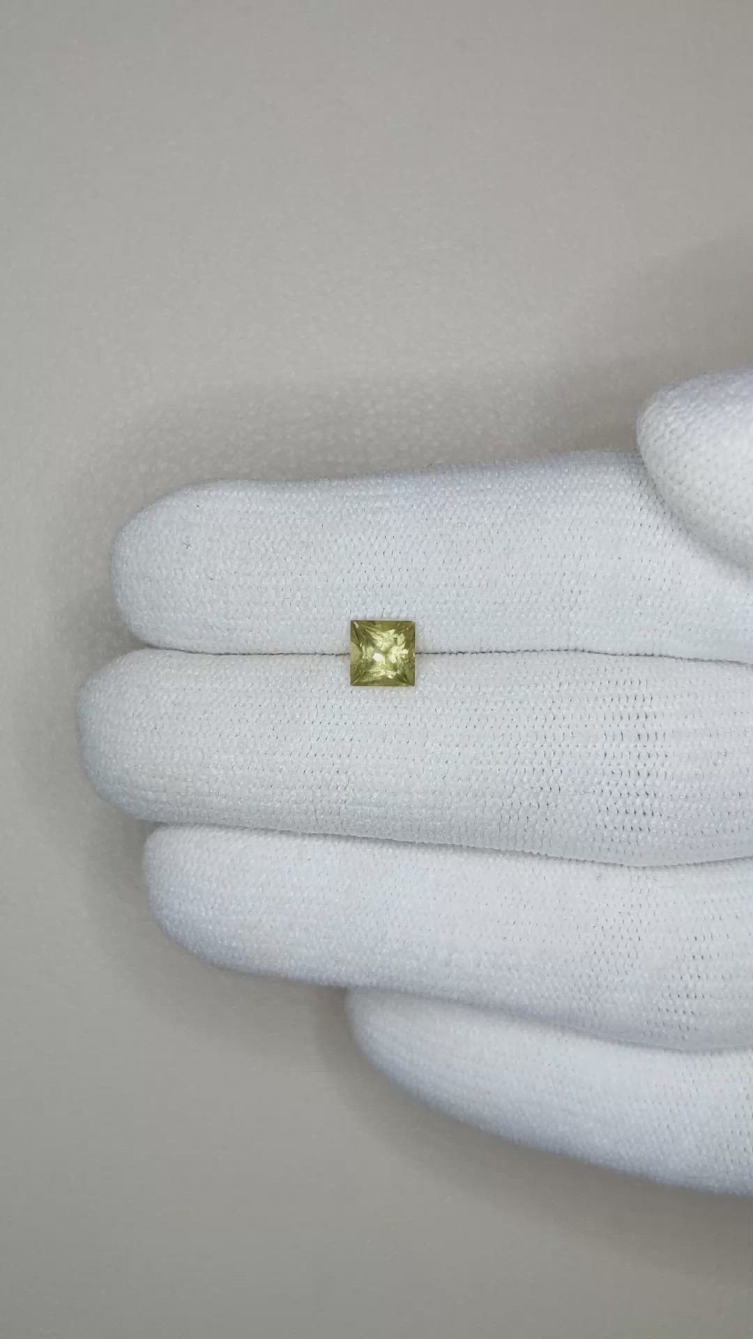 0.82 Ct. Greenish Yellow Sapphire from Ceylon (Sri Lanka) Size Video
