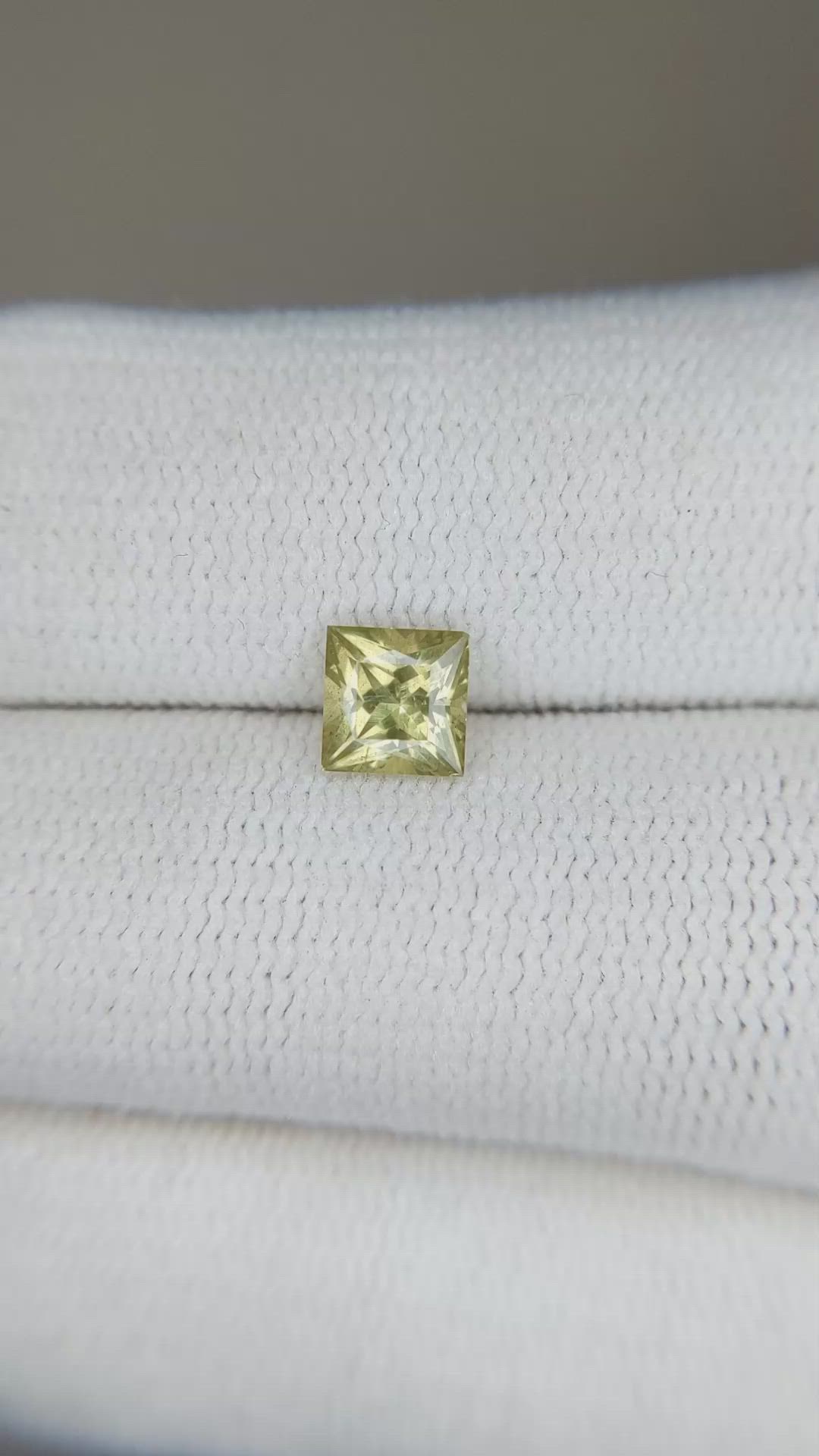 0.82 Ct. Greenish Yellow Sapphire from Ceylon (Sri Lanka) Size Video