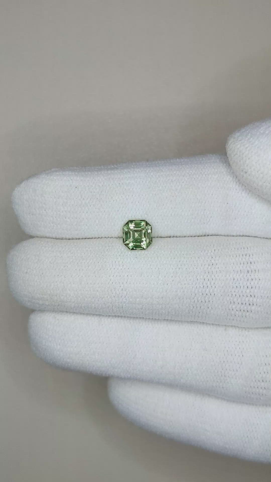 1.08 Ct. Yellowish Green Sapphire from Madagascar Size Video