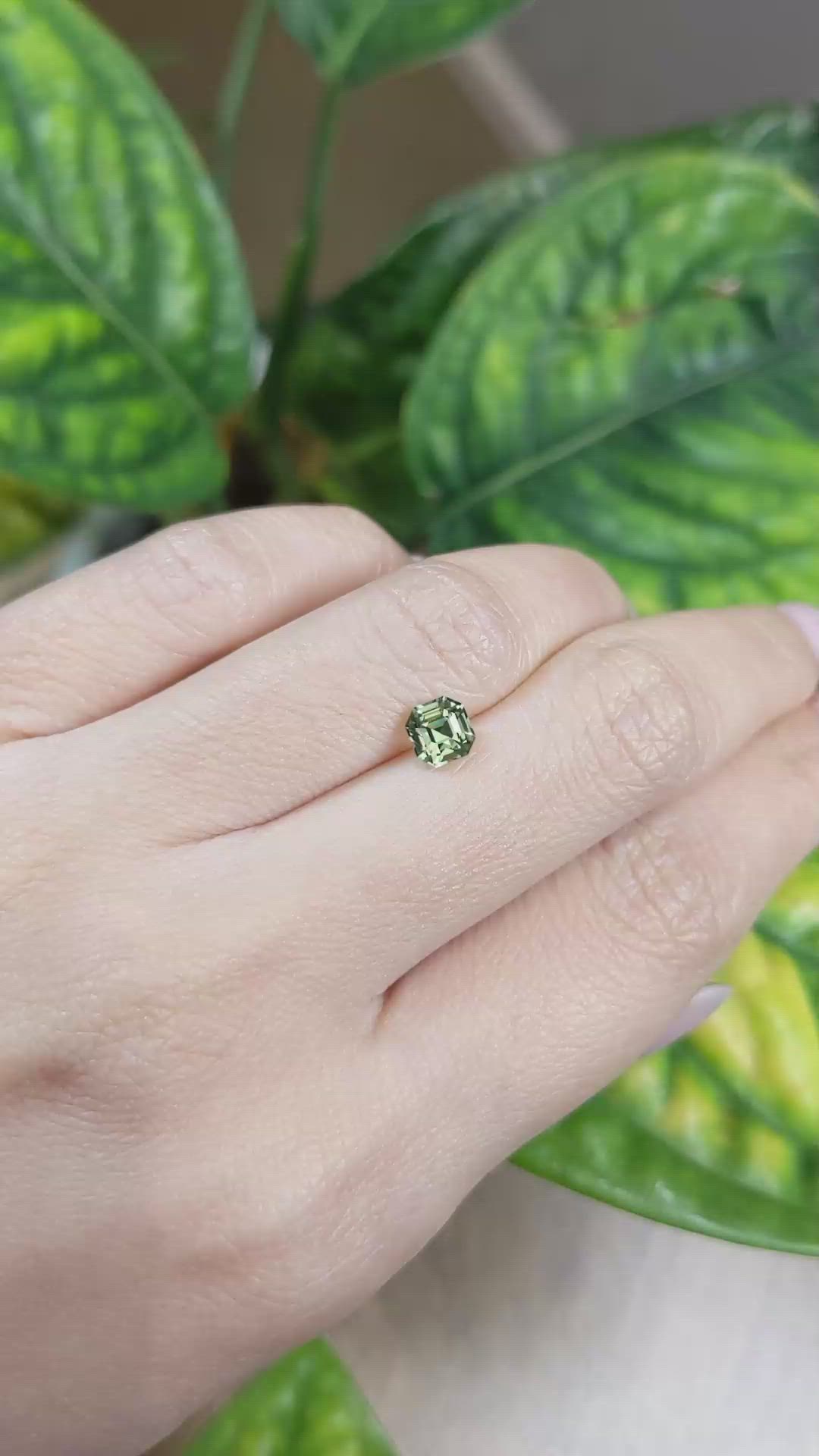 1.08 Ct. Yellowish Green Sapphire from Madagascar Size Video