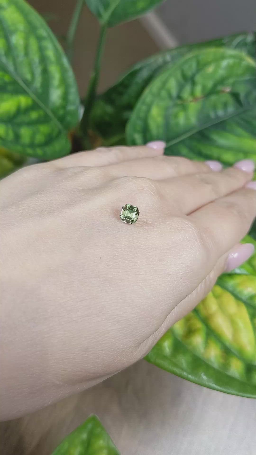 1.08 Ct. Yellowish Green Sapphire from Madagascar Size Video