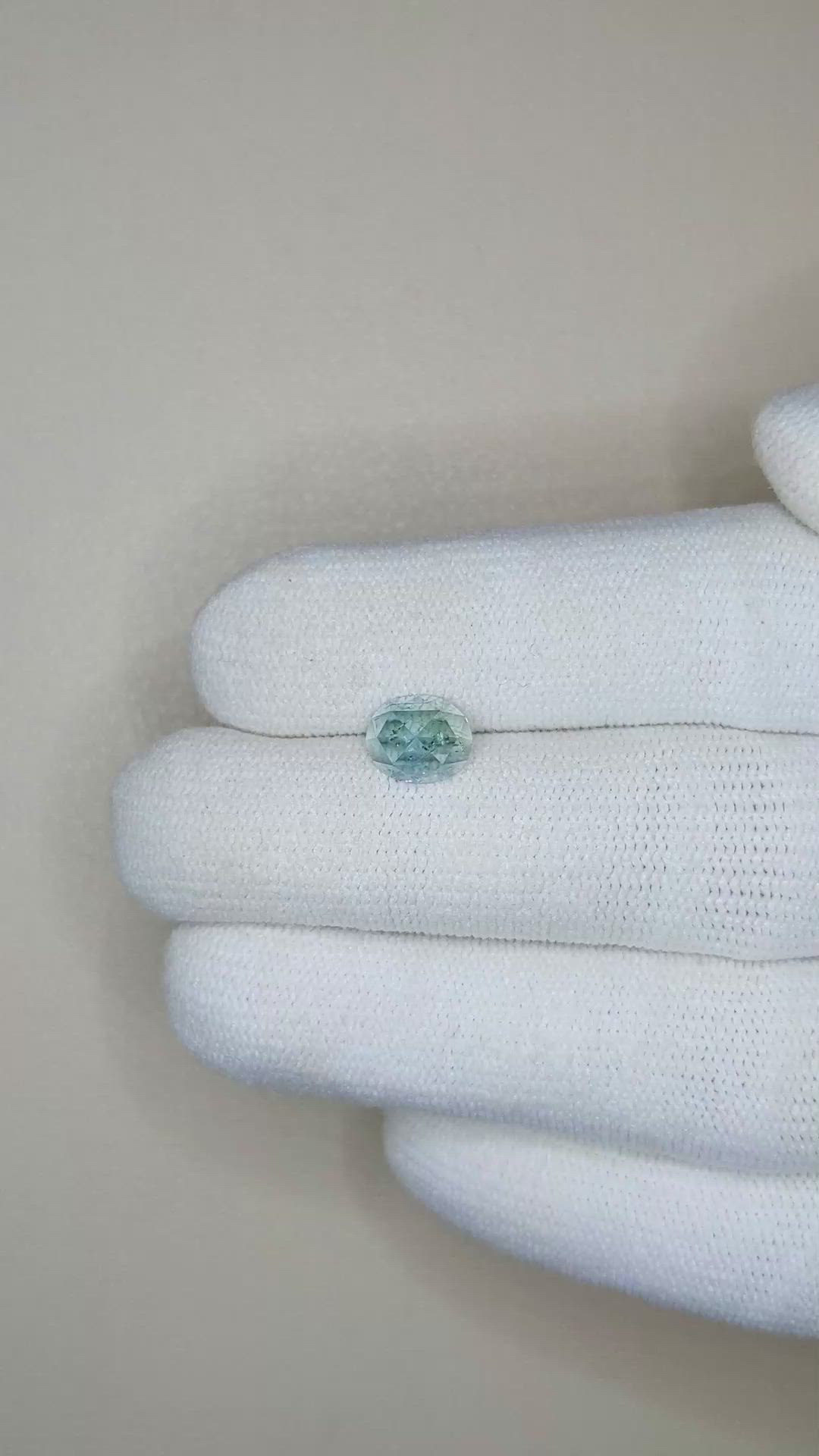 1.02 Ct. Greenish Blue Sapphire from Montana Size Video