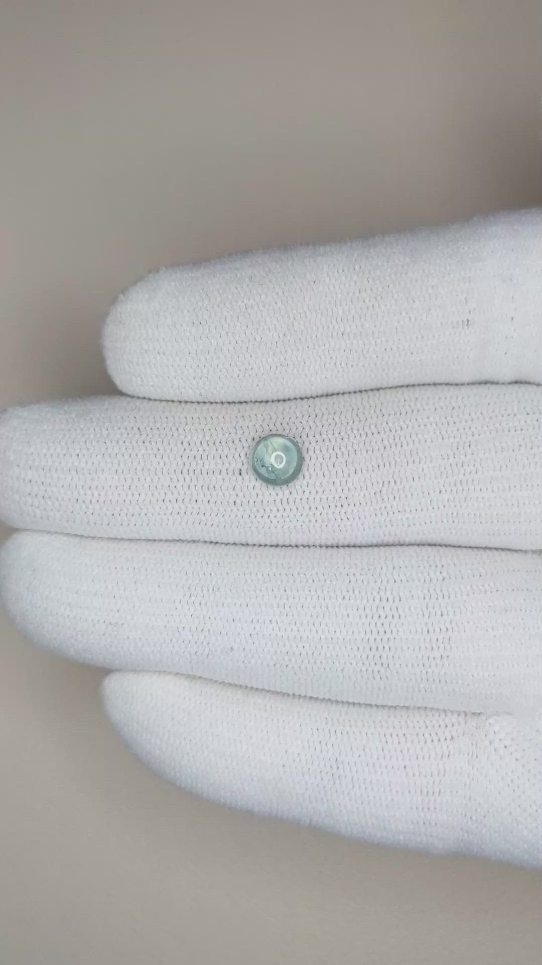 1.00 Ct. Bluish Green Cabochon Sapphire from Montana Size Video