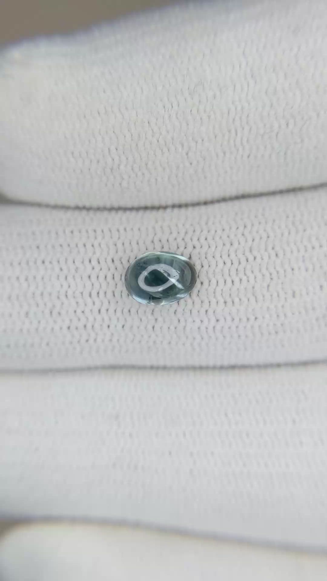 1.19 Ct. Greenish Blue Cabochon Sapphire from Montana Size Video