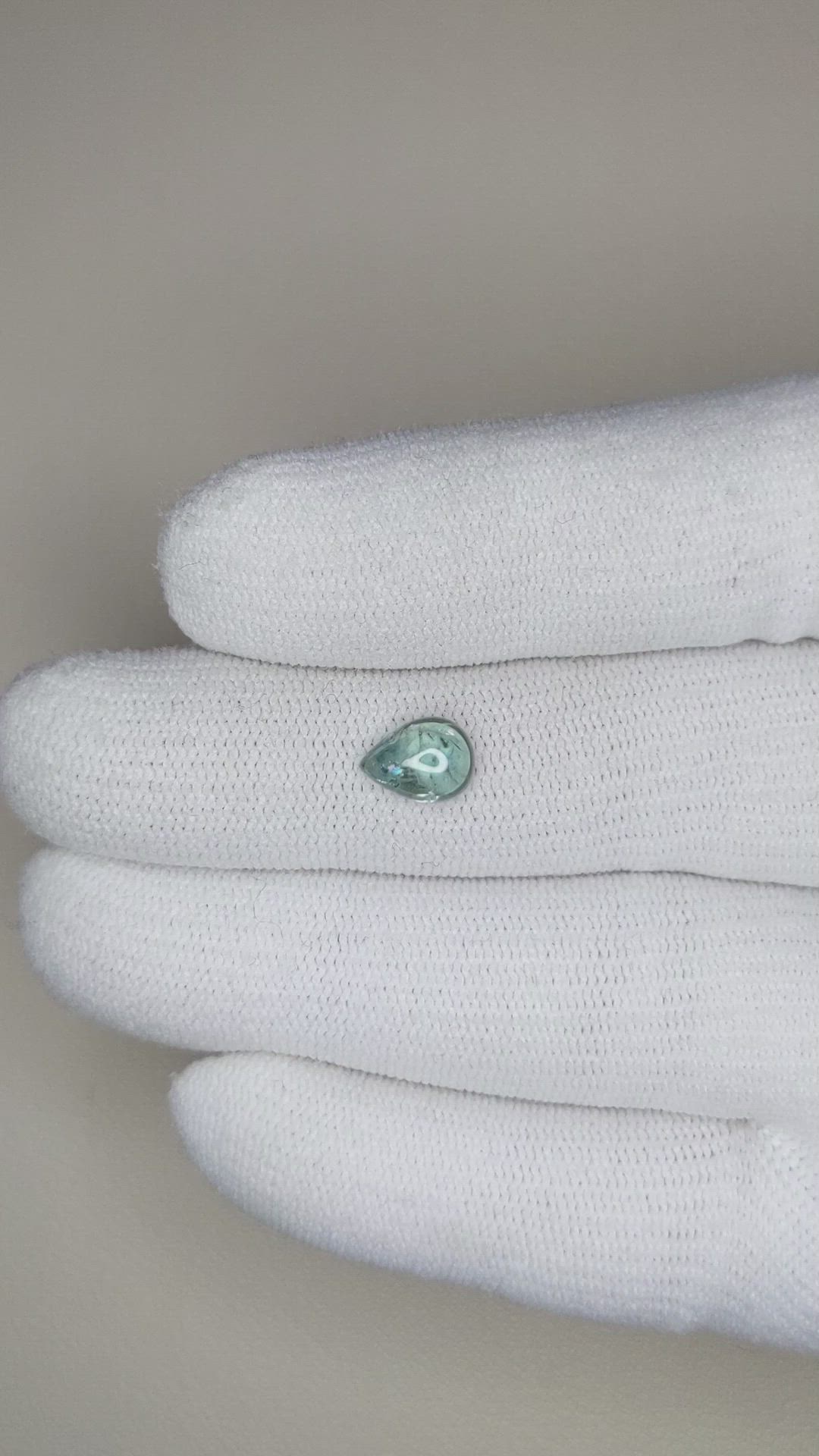 1.37 Ct. Bluish Green Cabochon Sapphire from Montana Size Video