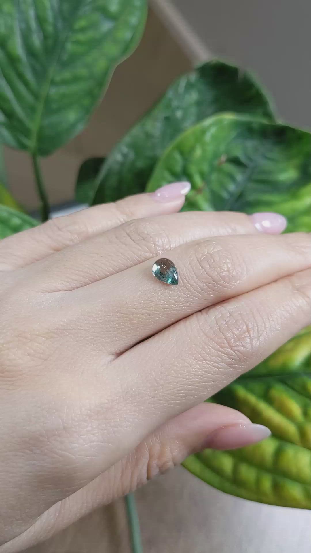 1.37 Ct. Bluish Green Cabochon Sapphire from Montana Size Video