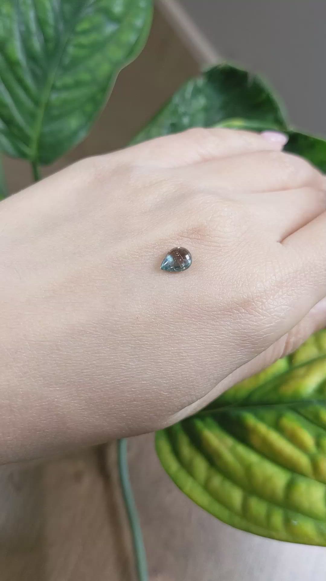 1.37 Ct. Bluish Green Cabochon Sapphire from Montana Size Video
