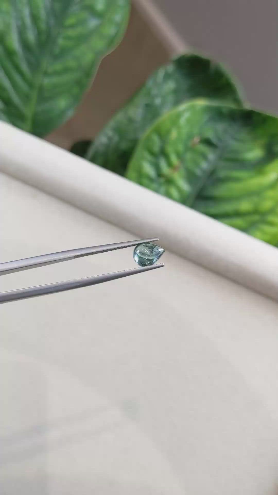 1.37 Ct. Bluish Green Cabochon Sapphire from Montana Size Video