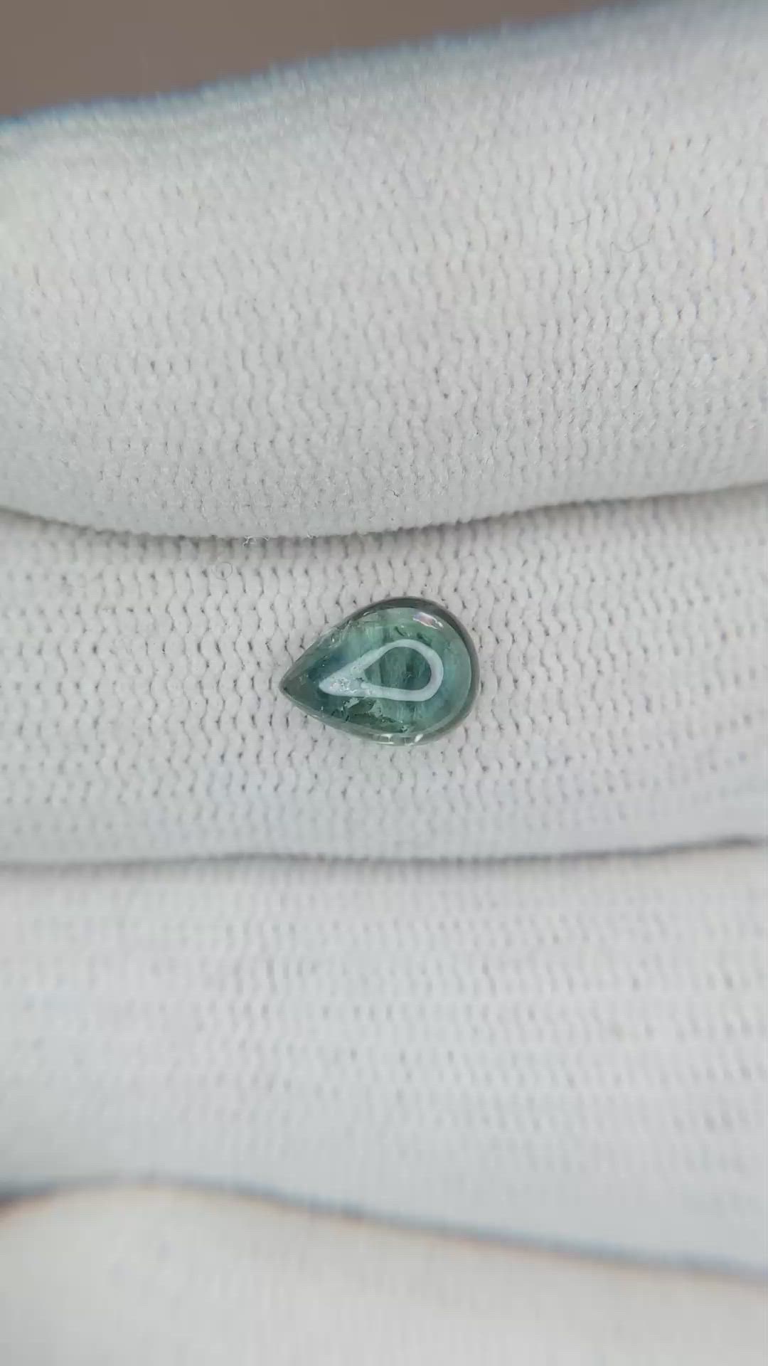 1.37 Ct. Bluish Green Cabochon Sapphire from Montana Size Video
