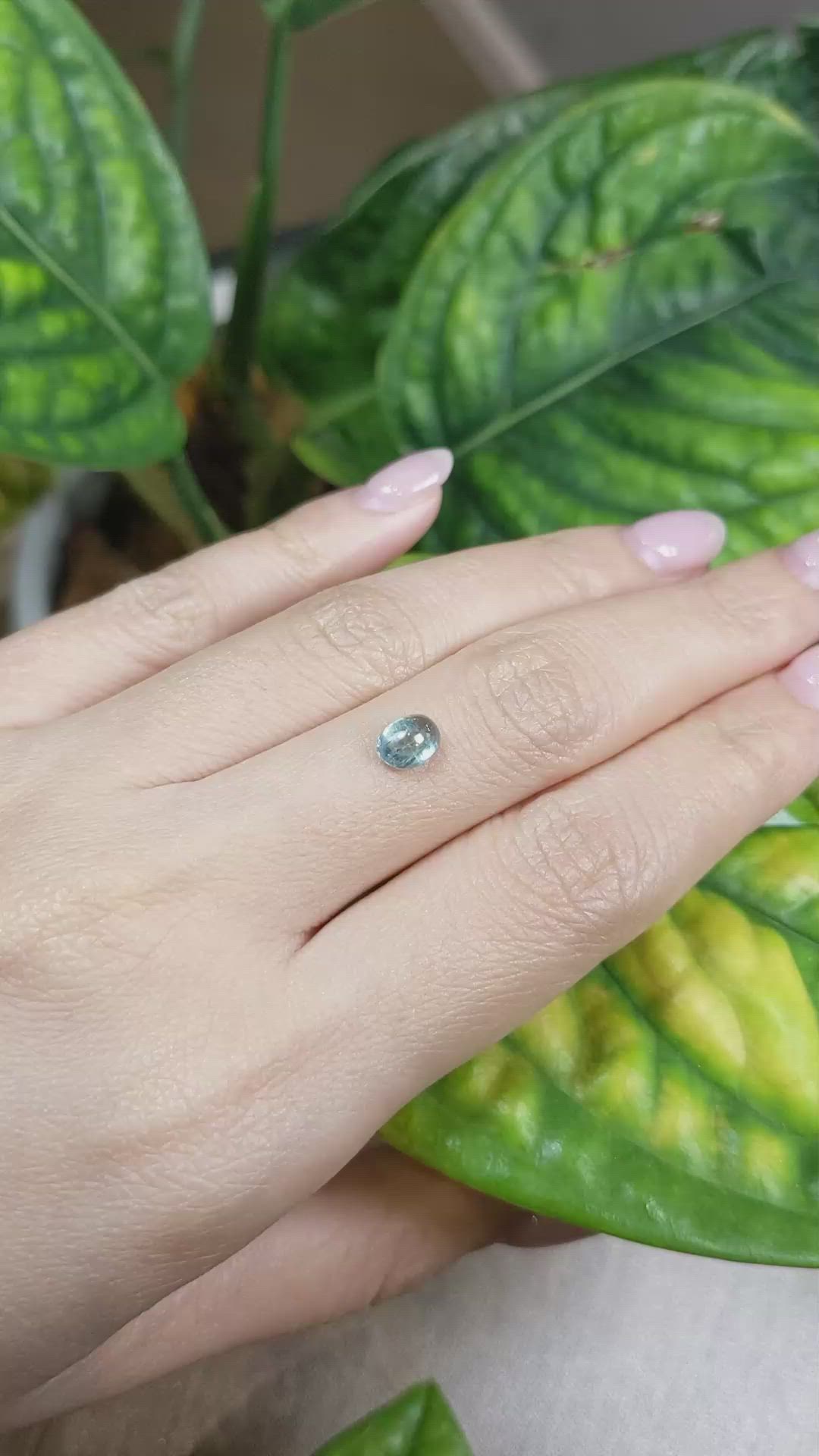 1.28 Ct. Greenish Blue Cabochon Sapphire from Montana Size Video