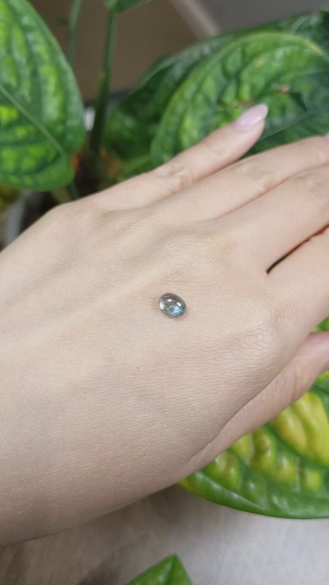1.28 Ct. Greenish Blue Cabochon Sapphire from Montana Size Video
