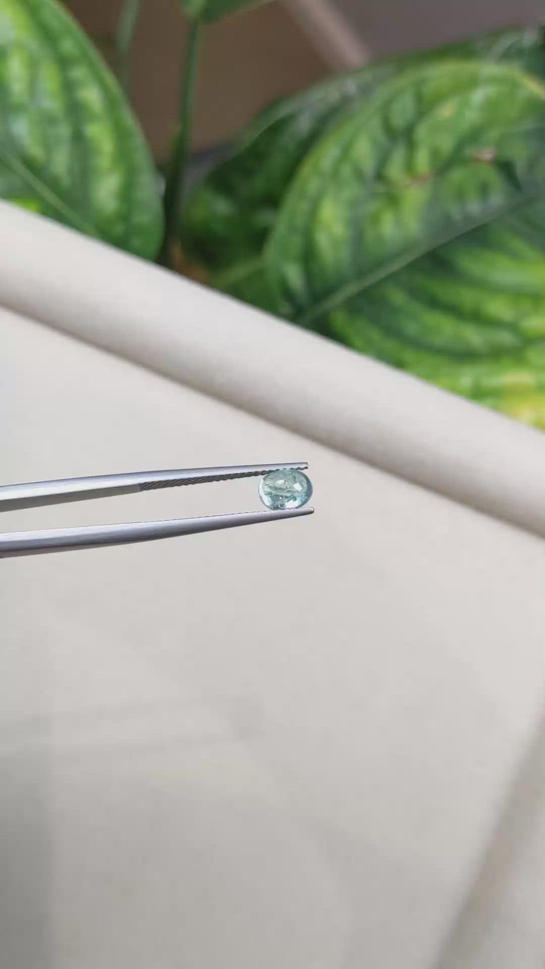 1.28 Ct. Greenish Blue Cabochon Sapphire from Montana Size Video
