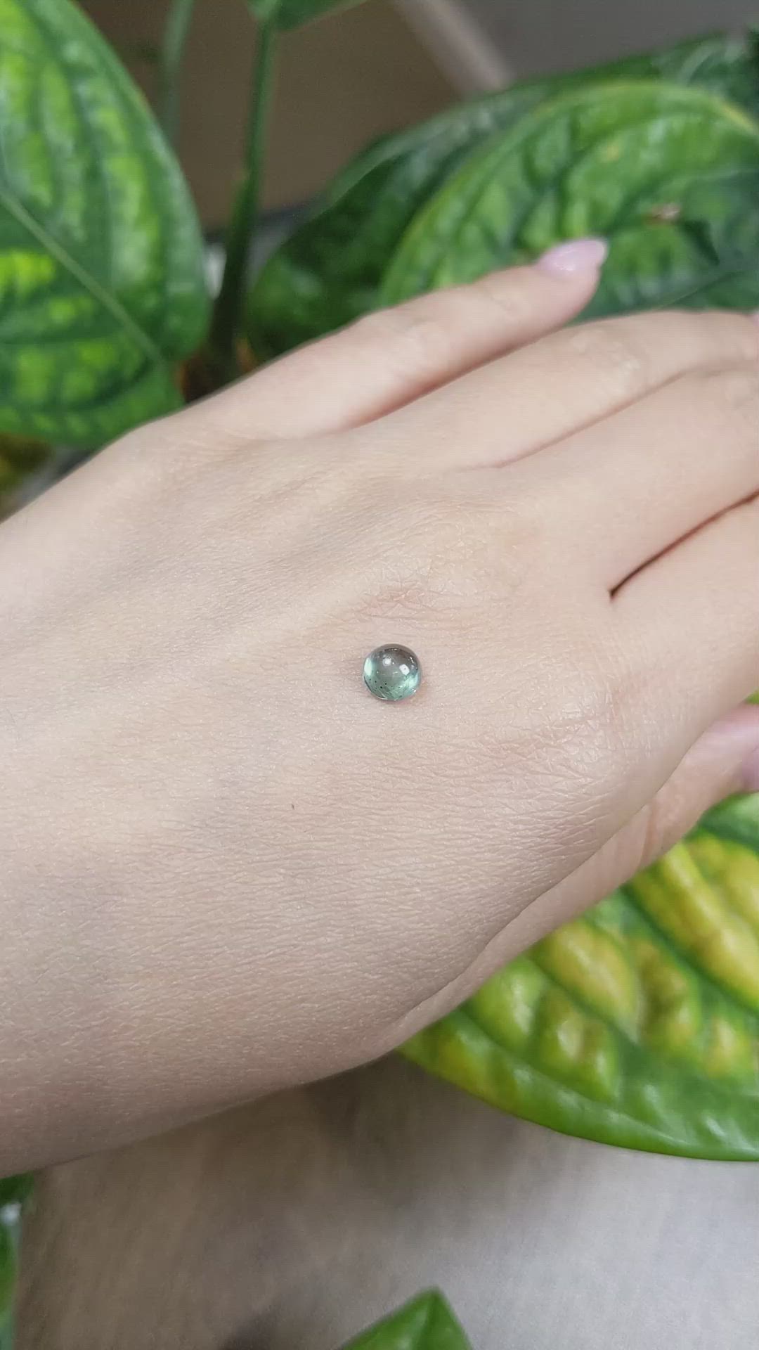 1.31 Ct. Bluish Green Cabochon Sapphire from Montana Size Video