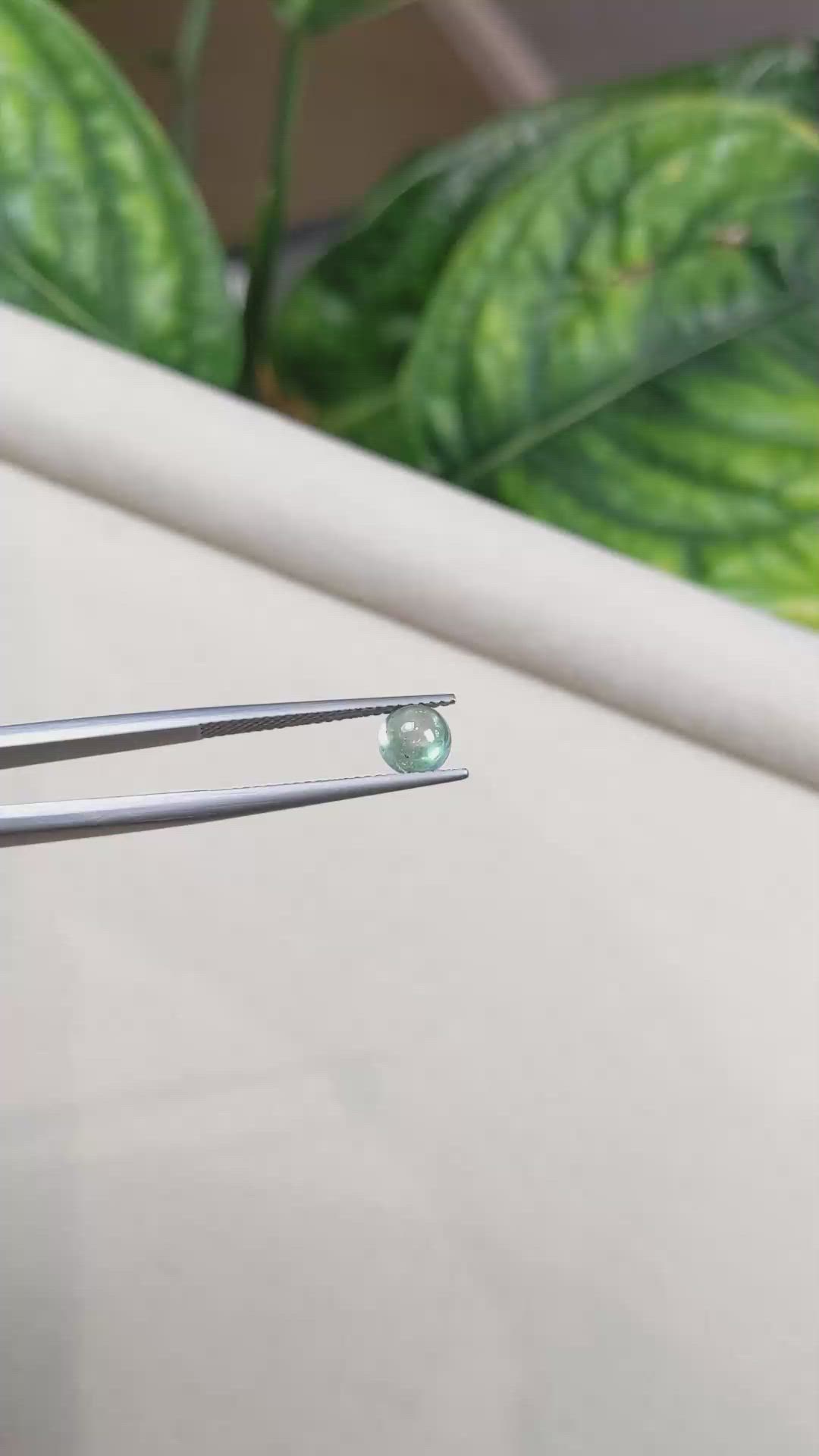 1.31 Ct. Bluish Green Cabochon Sapphire from Montana Size Video