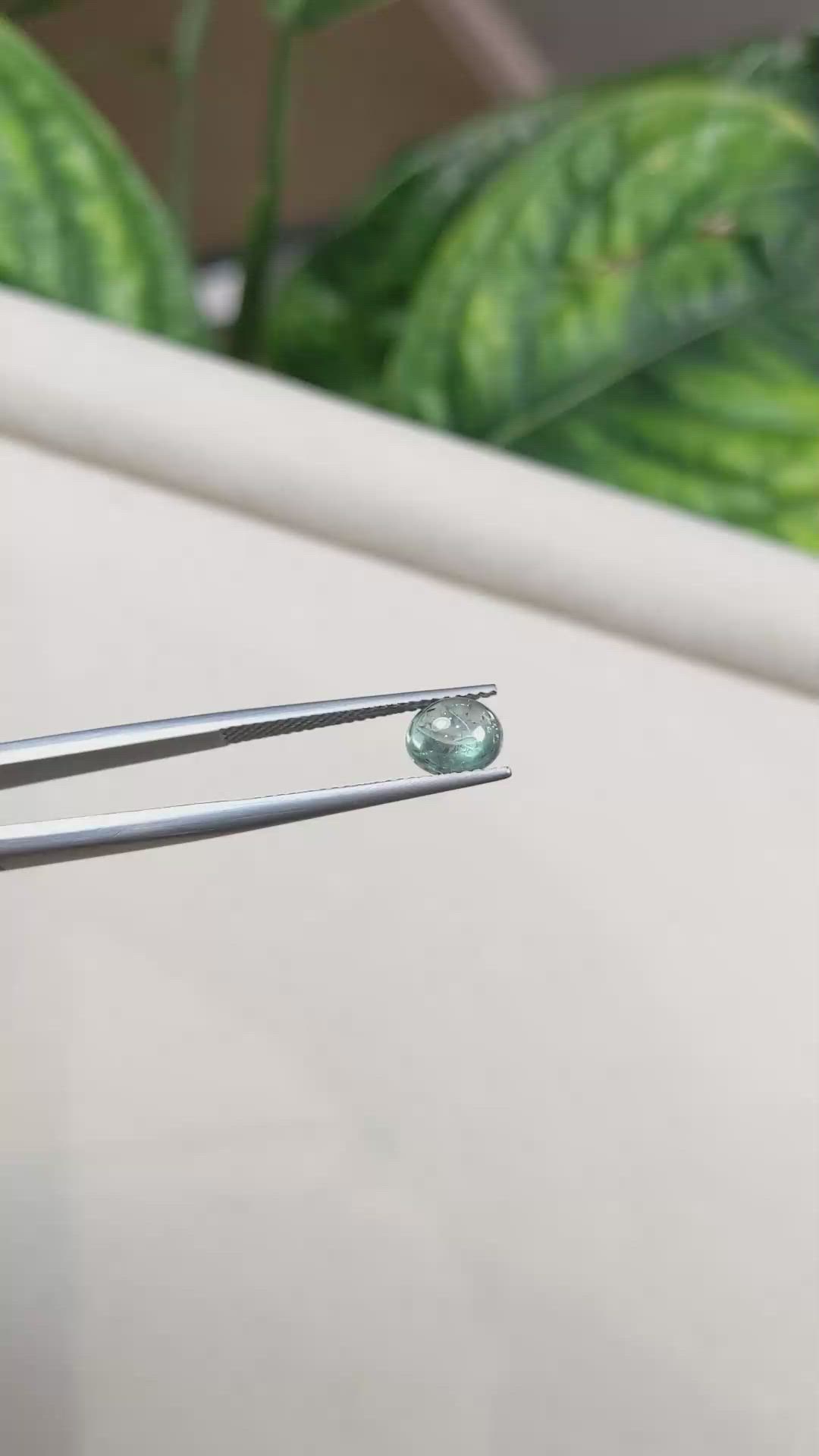 1.63 Ct. Bluish Green Cabochon Sapphire from Montana Size Video