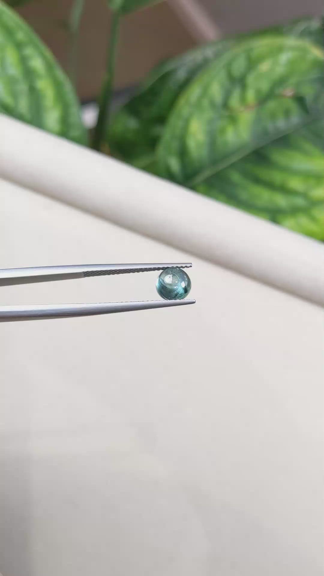 1.77 Ct. Bluish Green Cabochon Sapphire from Montana Size Video