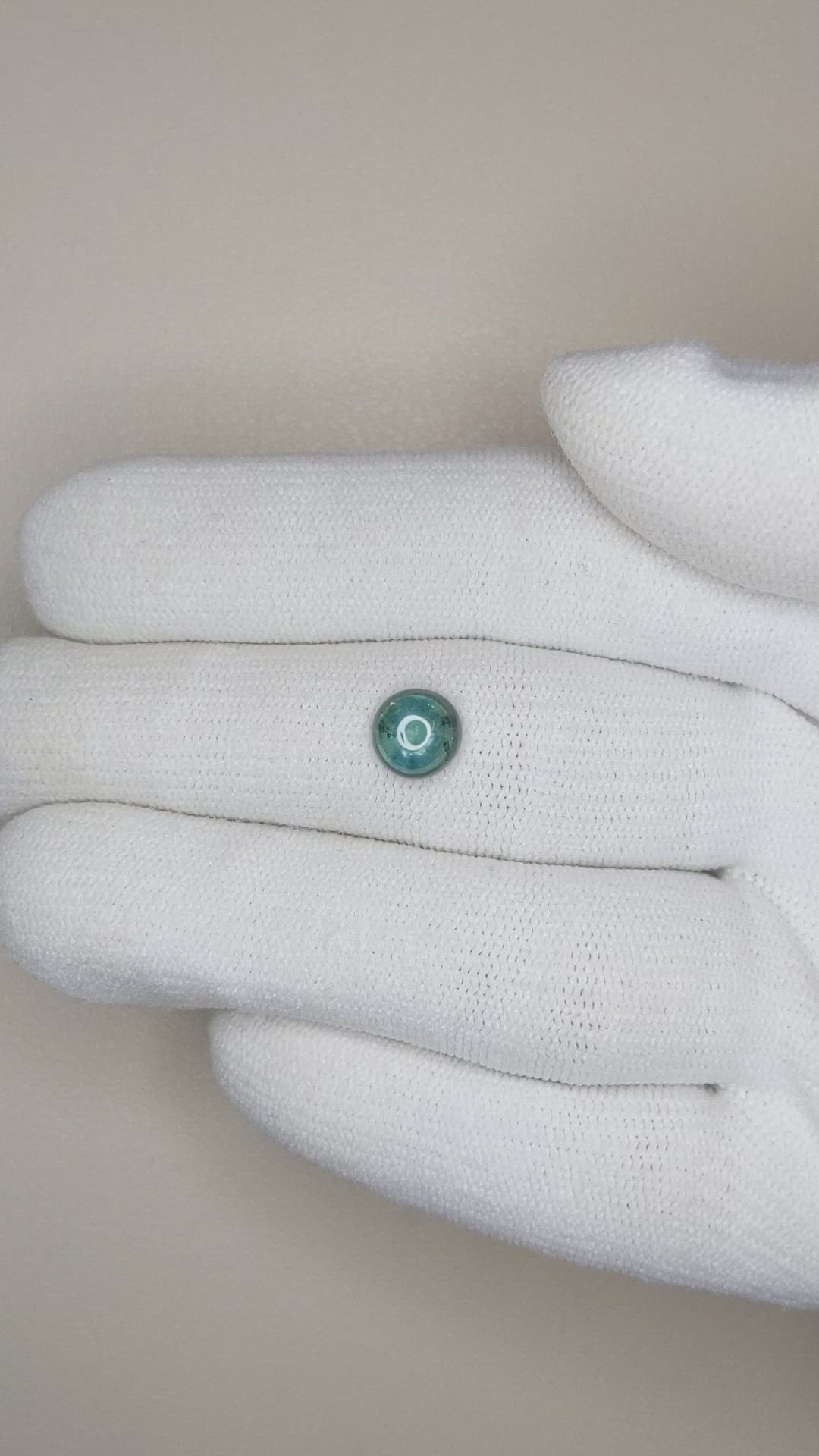 1.77 Ct. Bluish Green Cabochon Sapphire from Montana Size Video