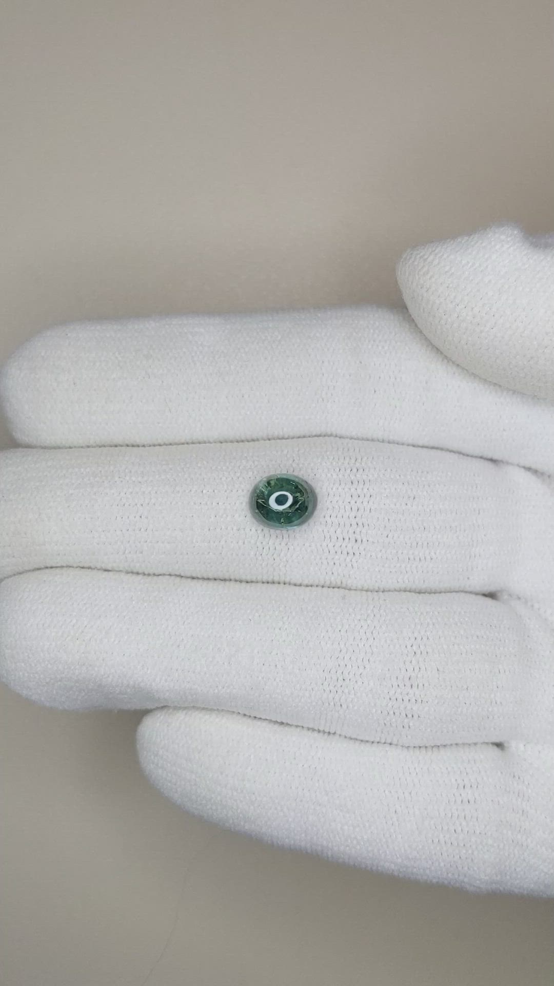 2.10 Ct. Bluish Green Cabochon Sapphire from Montana Size Video