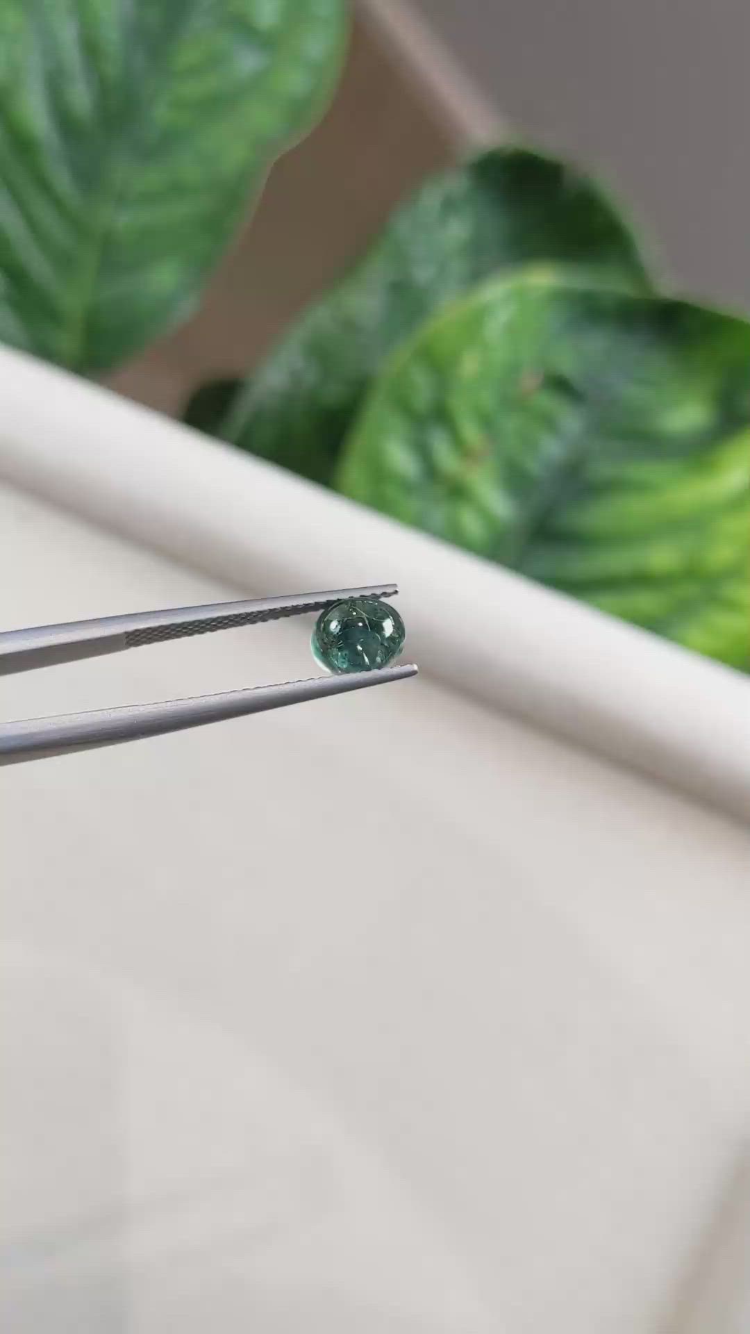 2.10 Ct. Bluish Green Cabochon Sapphire from Montana Size Video