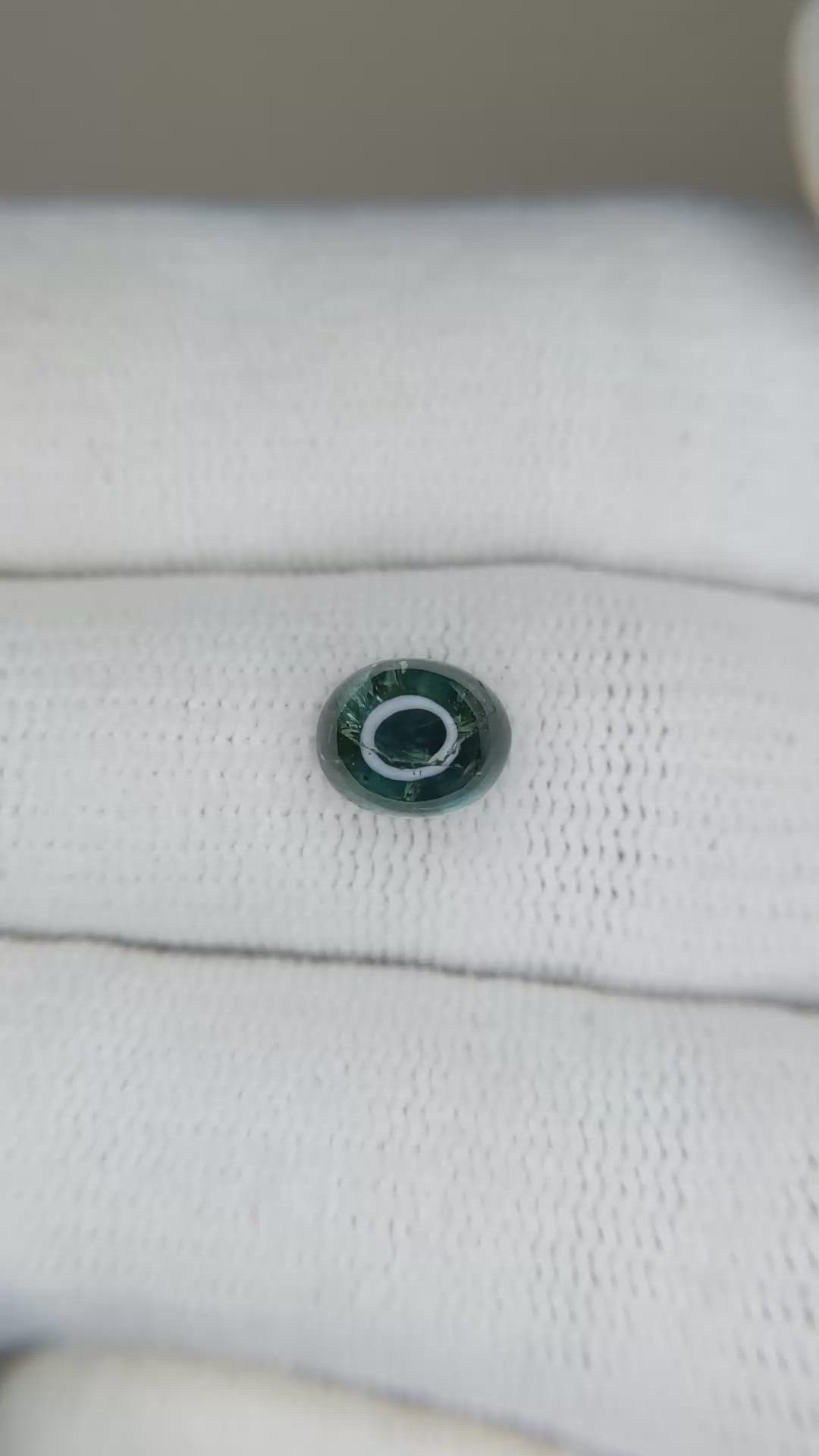 2.10 Ct. Bluish Green Cabochon Sapphire from Montana Size Video