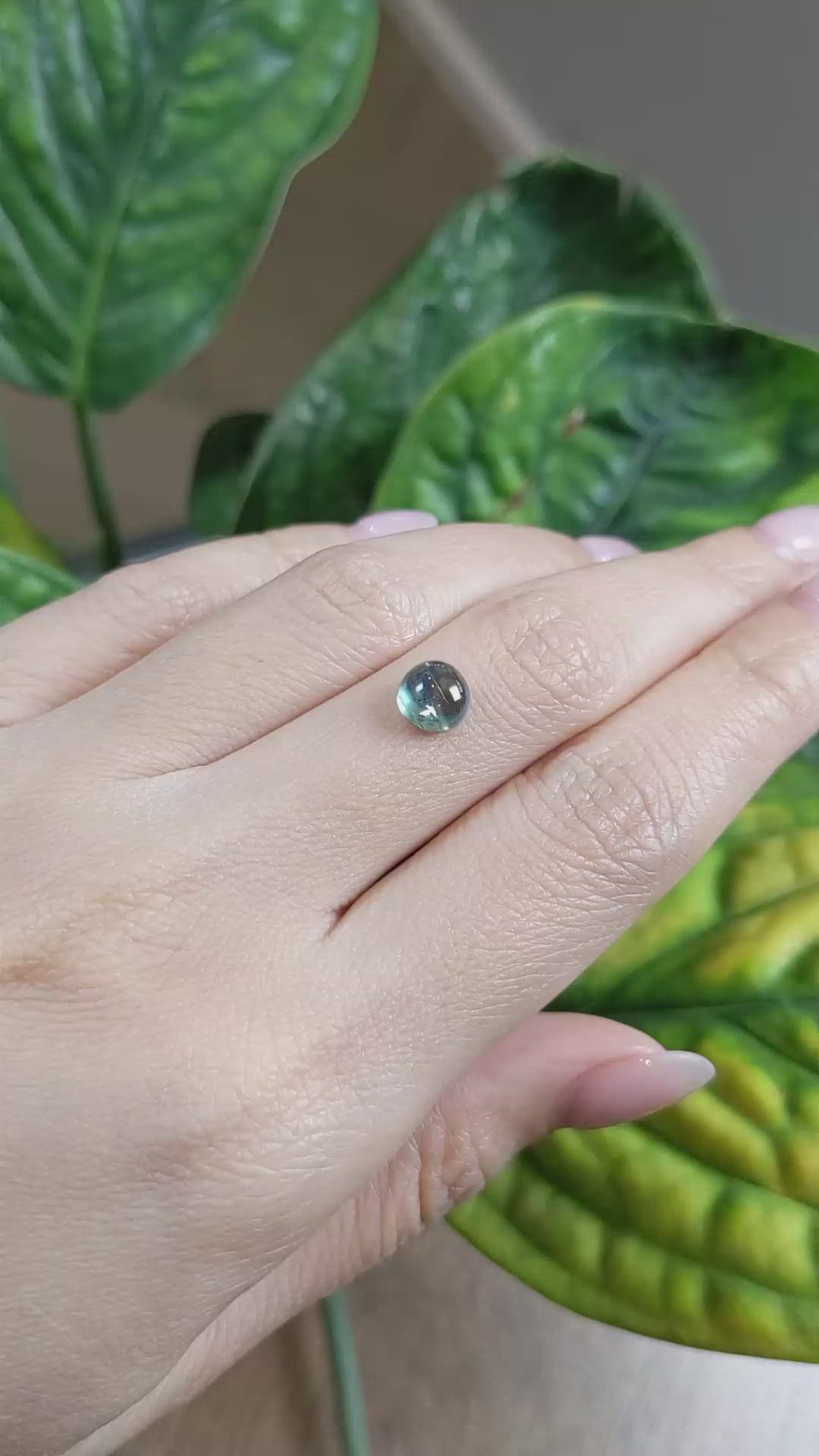 2.45 Ct. Bluish Green Cabochon Sapphire from Montana Size Video