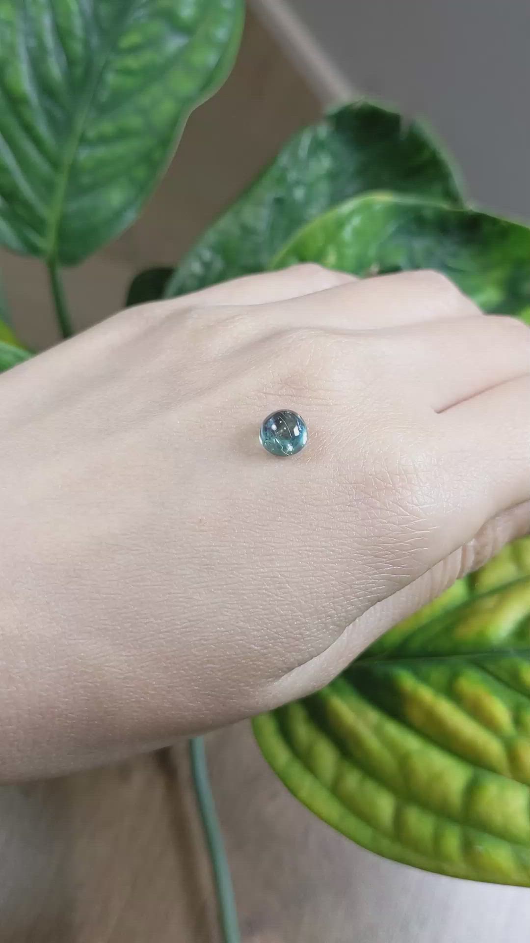 2.45 Ct. Bluish Green Cabochon Sapphire from Montana Size Video