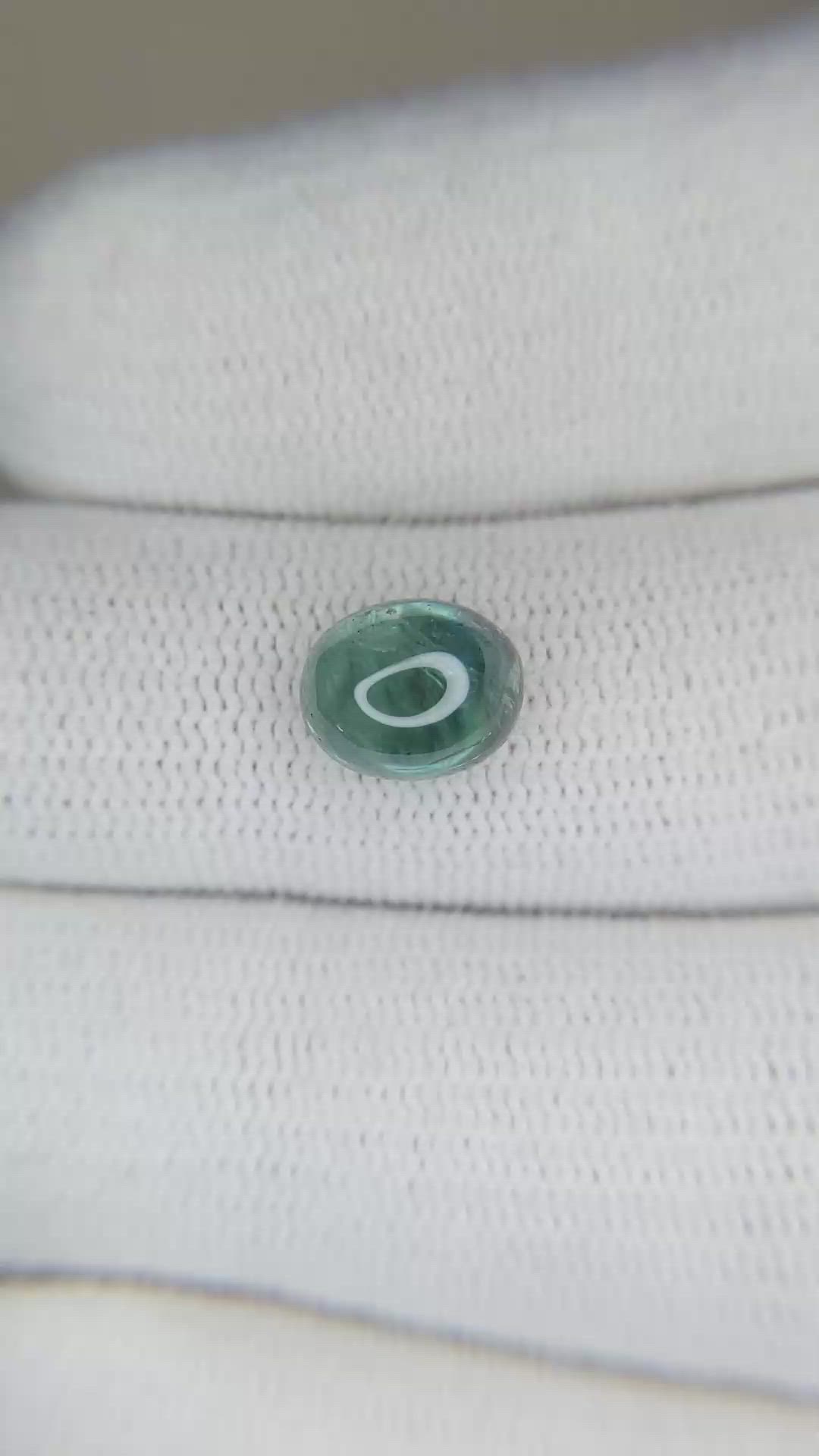 2.87 Ct. Bluish Green Cabochon Sapphire from Montana Size Video
