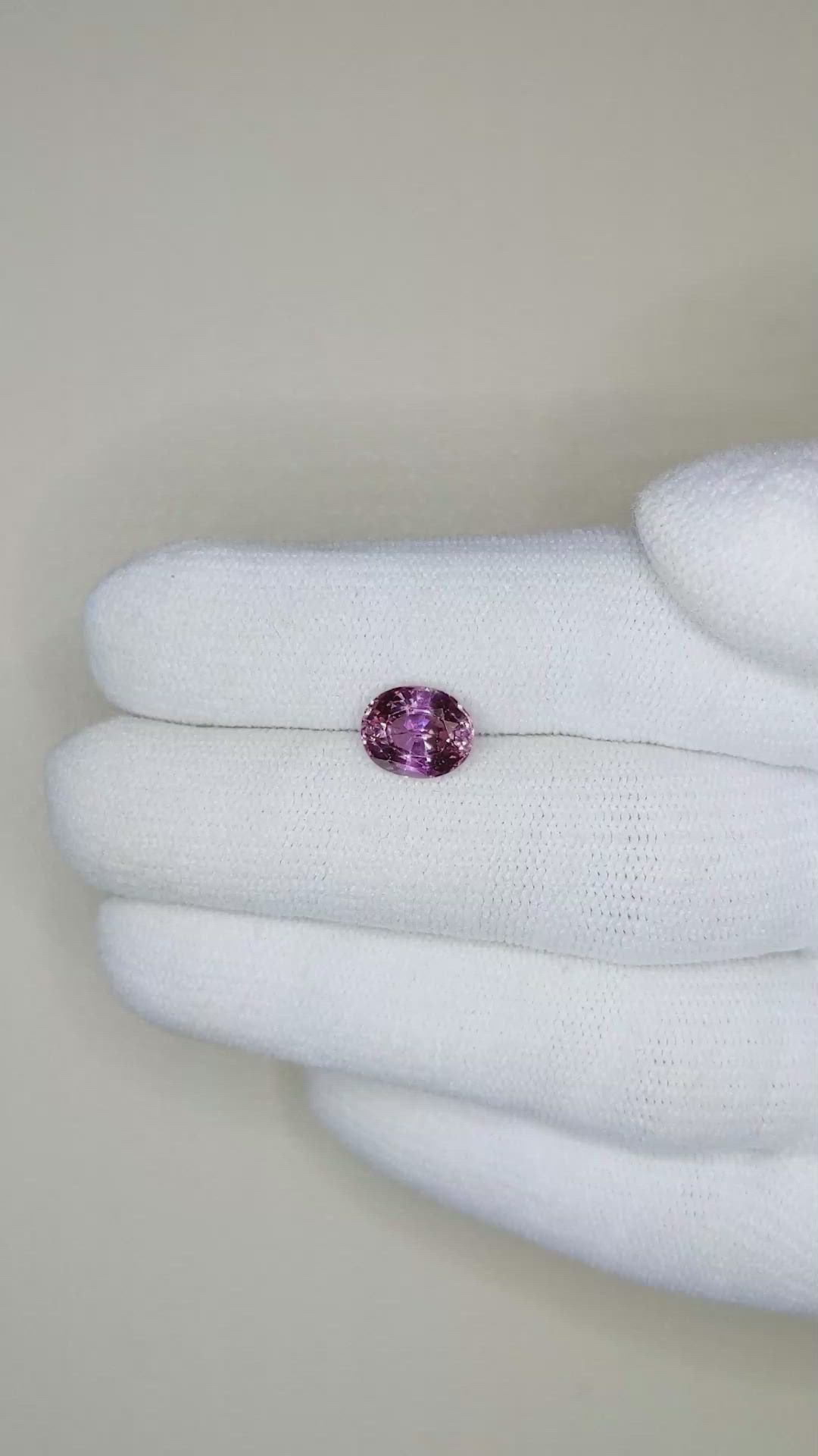 2.16 Ct. Pinkish Purple Sapphire from Ceylon (Sri Lanka) Size Video