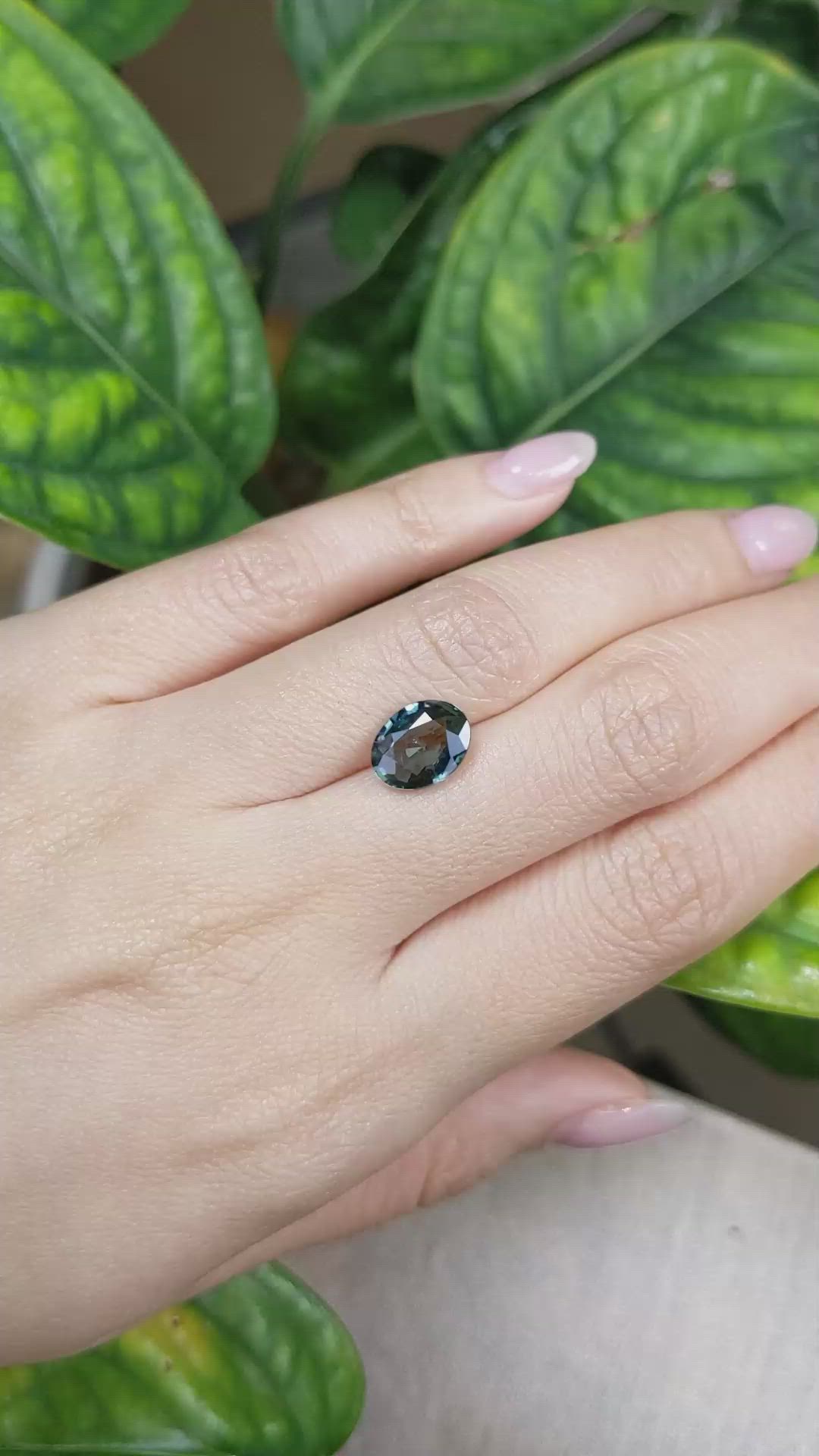 2.99 Ct. Bluish Green Sapphire from Madagascar Size Video