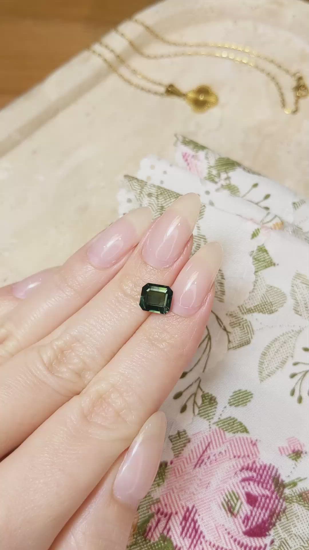 2.22 Ct. Bluish Green Sapphire from Madagascar Size Video