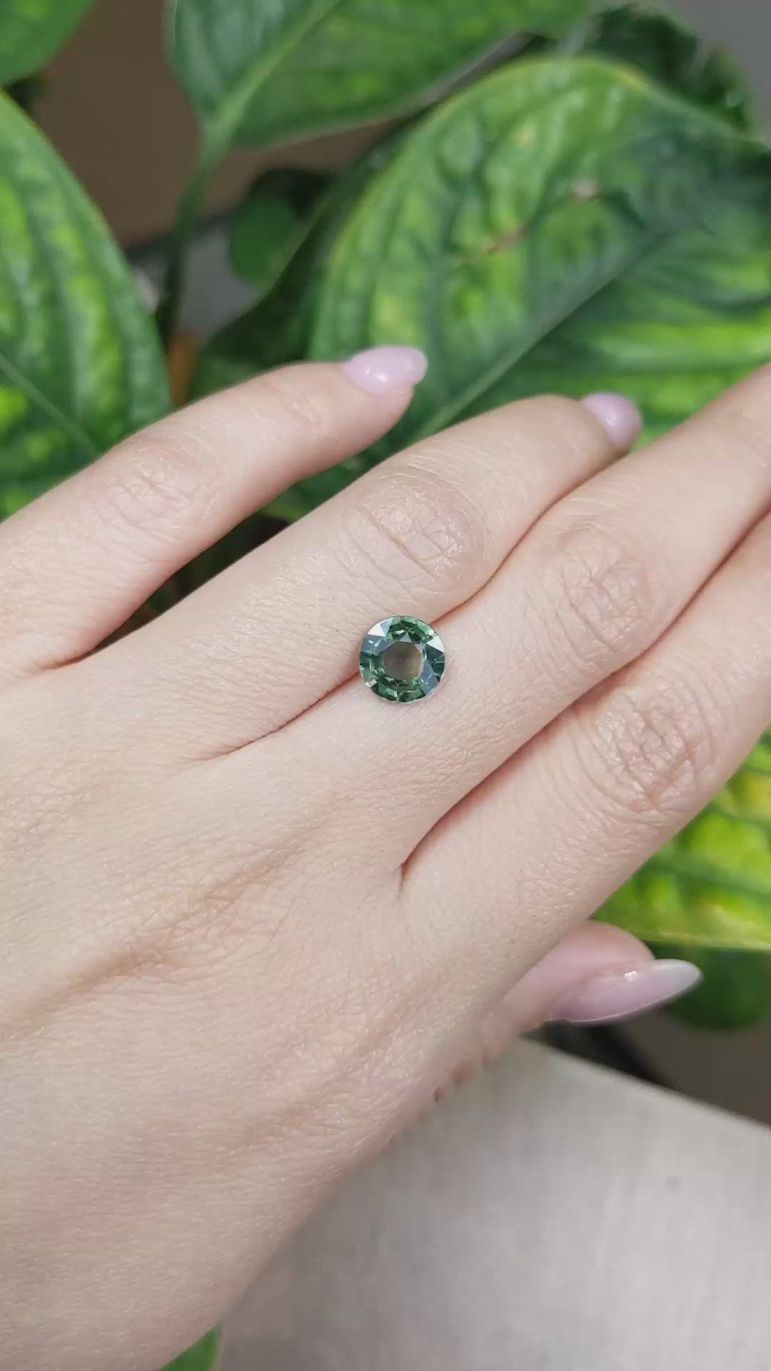 1.77 Ct. Bluish Green Sapphire from Madagascar Size Video