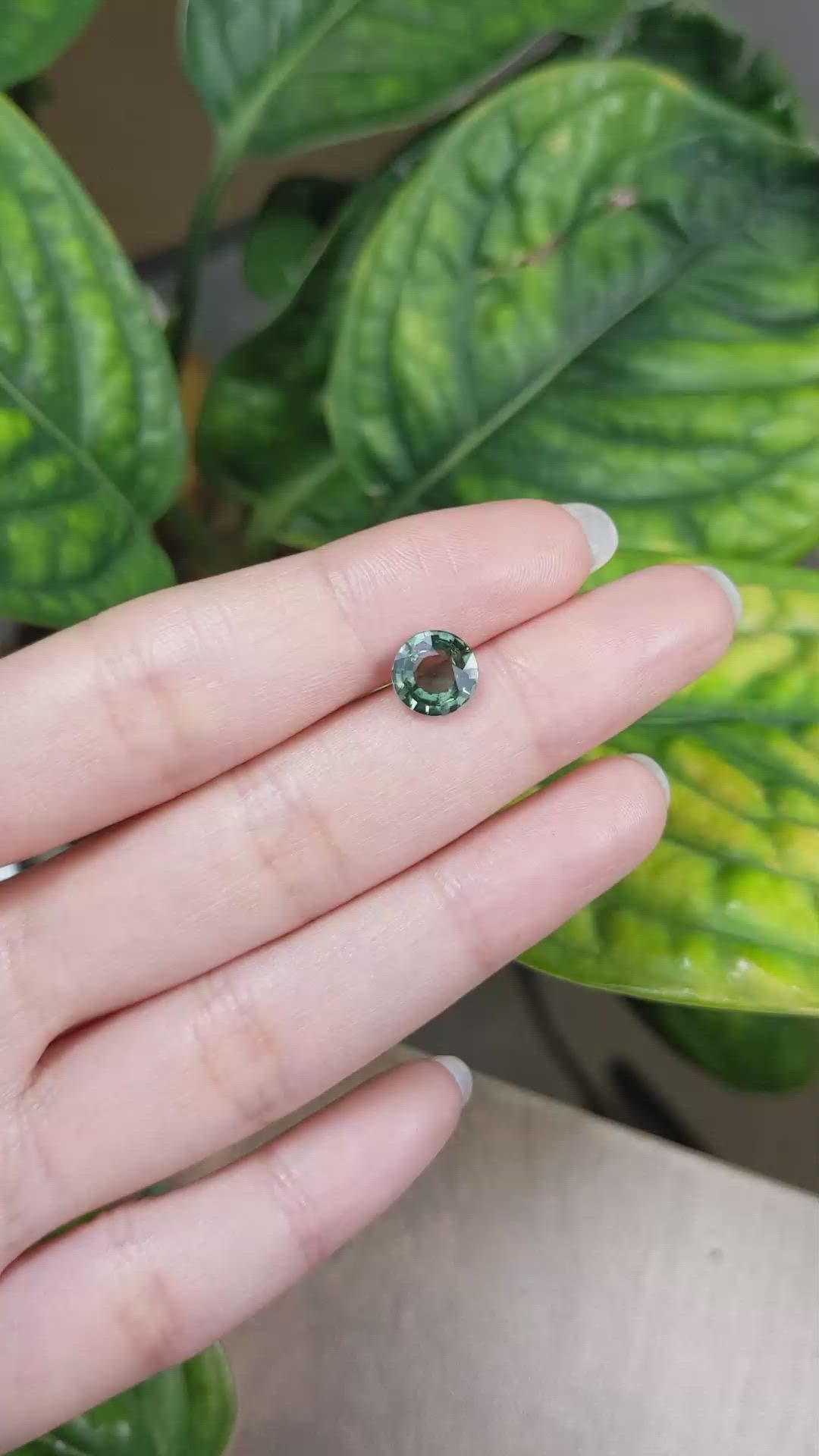 1.77 Ct. Bluish Green Sapphire from Madagascar Size Video