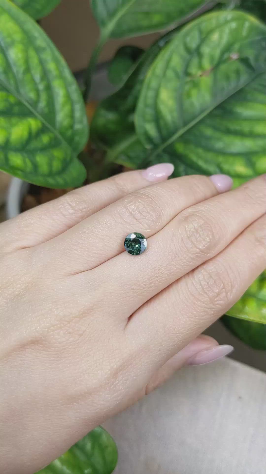 1.54 Ct. Bluish Green Sapphire from Madagascar Size Video